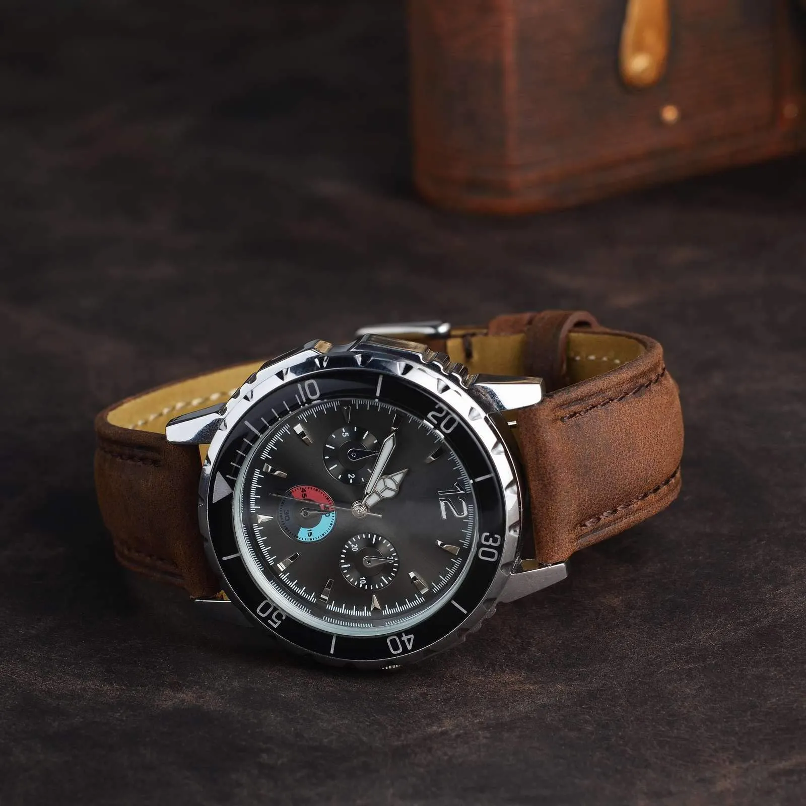 BISONSTRAP Cinturino Orologio 16mm, Cinturini di Ricambio in Pelle Vintage, Marrone Scuro - immagine 2