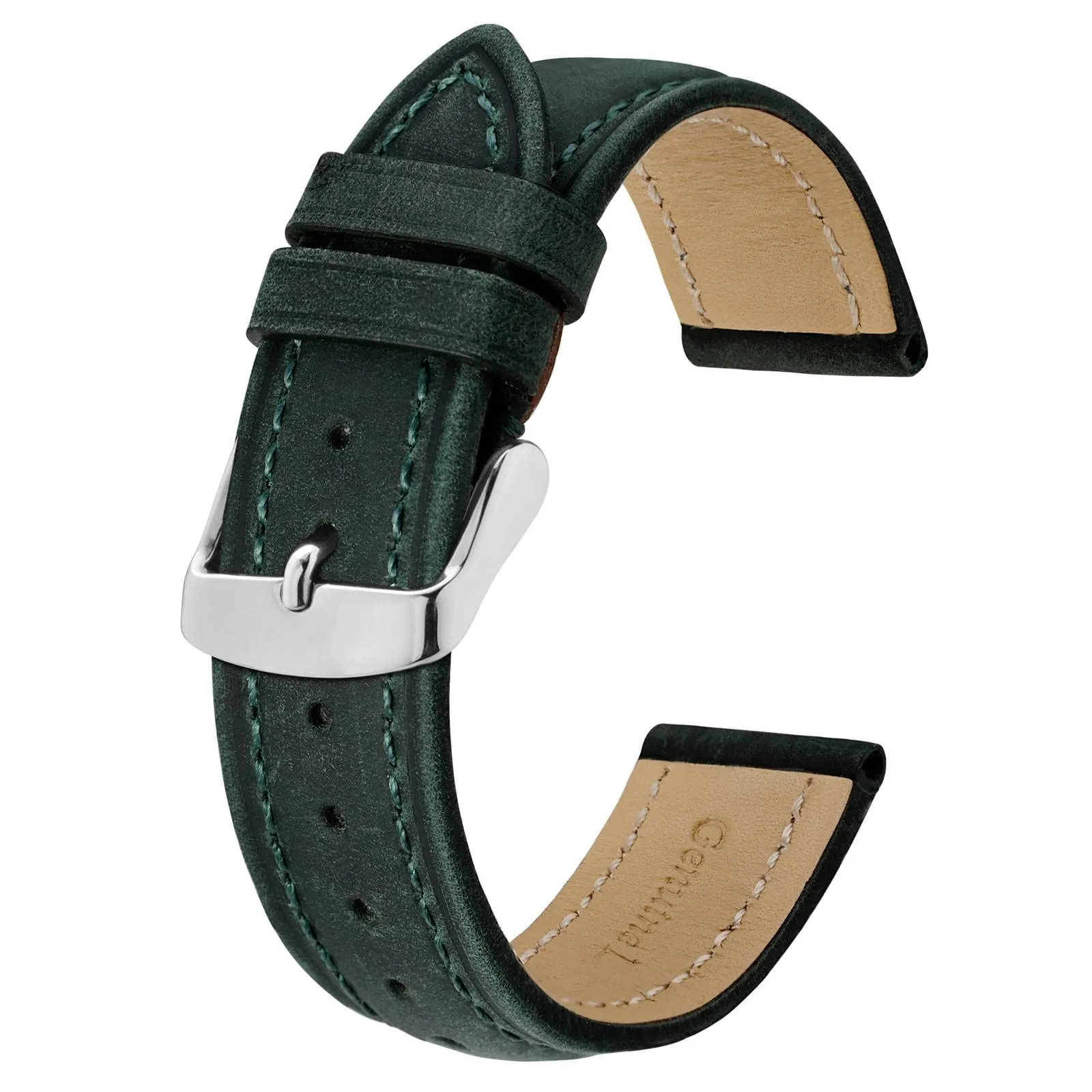 BISONSTRAP Cinturino Orologio 18mm, Cinturini di Ricambio in Pelle Vintage, Verde - immagine 1