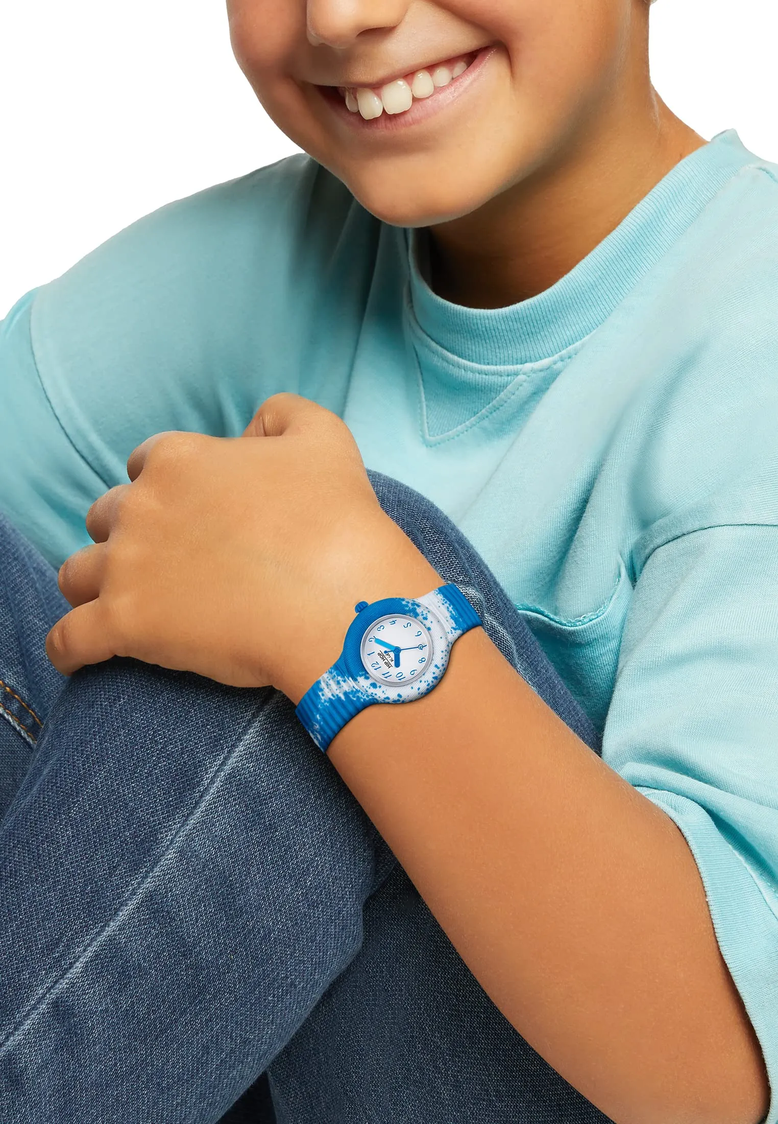 HIP HOP, Collezione Kids Fun, Orologio Bambini Blue Paint, con Cinturino Intercambiabile in Silicone e Tessuto, Pratica Chiusura, Indici Blu, Sfere Blu e Azzurra, Cassa 28 mm, Movimento al Quarzo - immagine 5