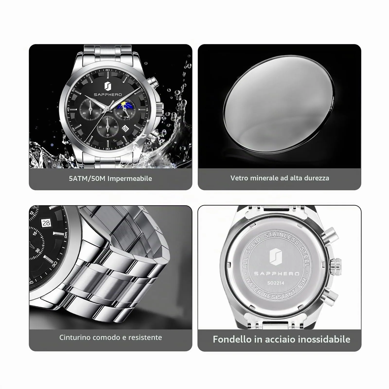BENYAR BY Orologio da uomo quarzo analogico Cronografi Orologi uomo Regali - immagine 4