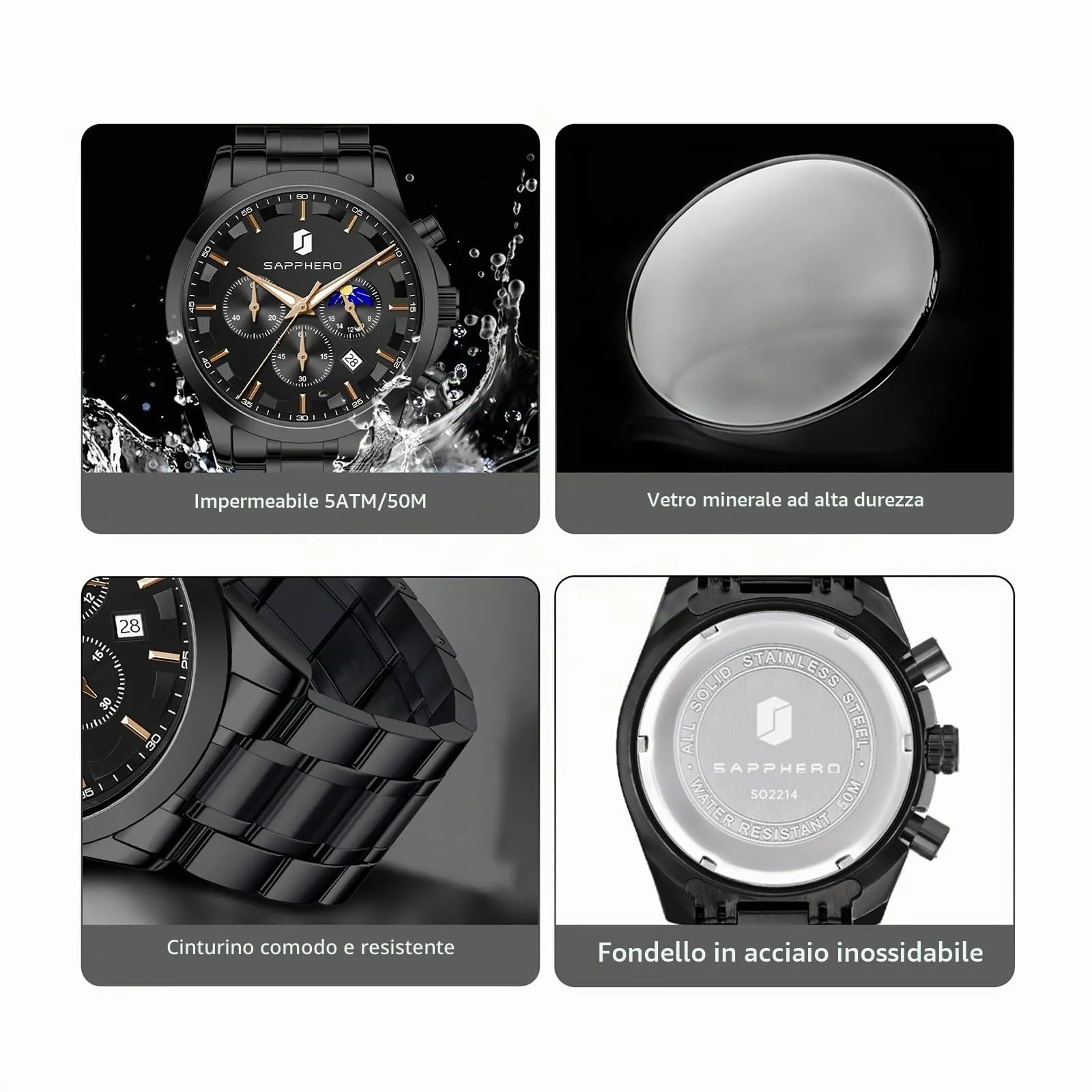 BENYAR BY Orologio da uomo quarzo analogico Cronografi Orologi uomo Regali - immagine 5