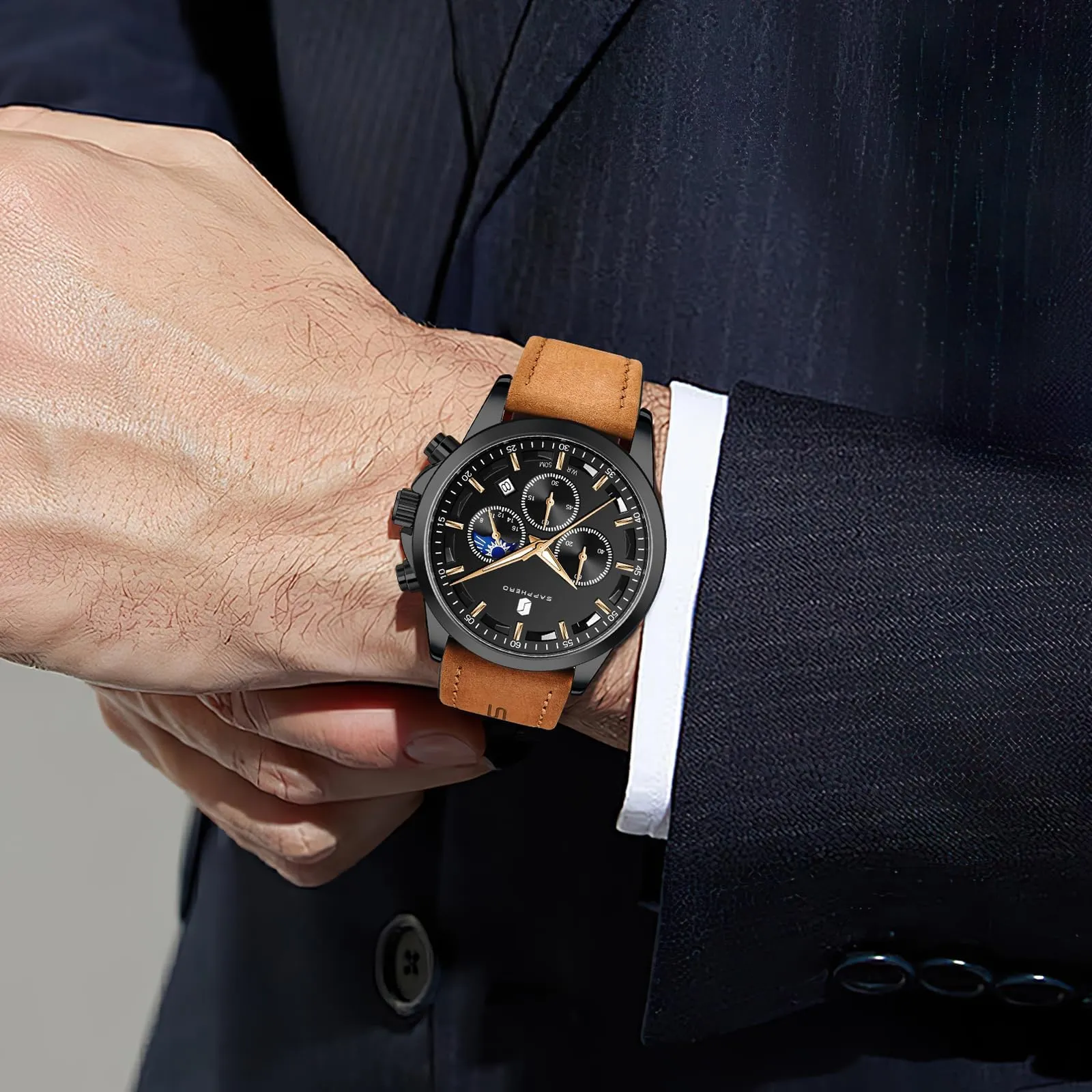 BENYAR BY Orologio da uomo quarzo analogico Cronografi Orologi uomo Regali - immagine 2