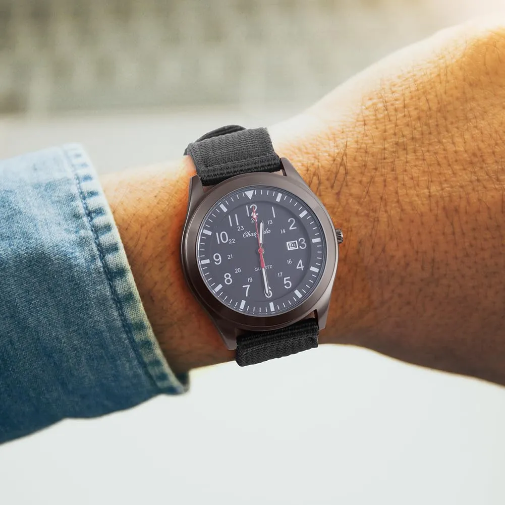 Vicloon Orologio da Uomo, Orologio Analogico al Quarzo, Orologio Militare Che si Illumina al Buio Con Datario e Cinturino in Nylon, Orologi Minimalisti Sportivi Tattici Dell'esercito (Cinturino Nero) - immagine 7