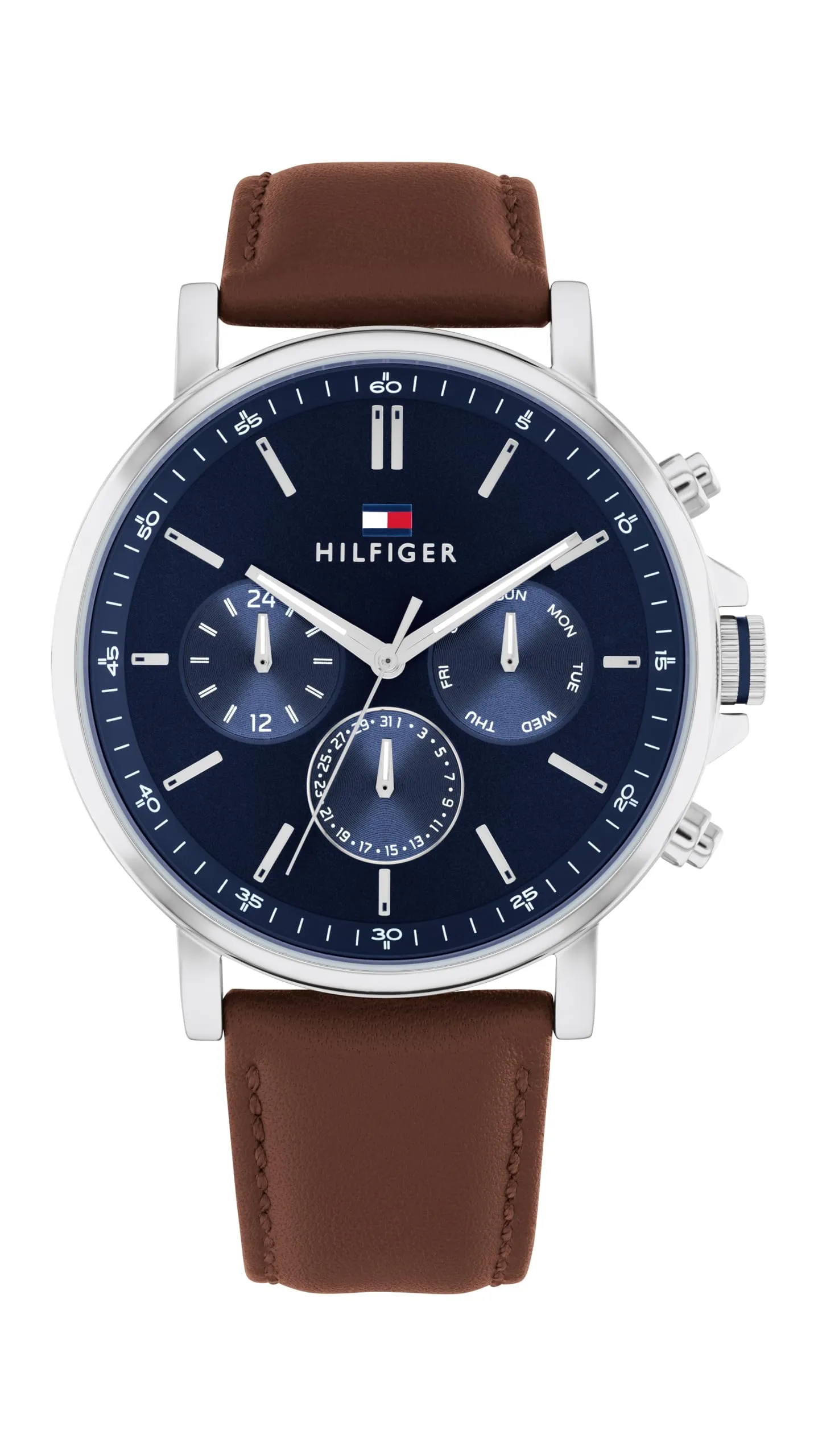 Tommy Hilfiger Orologio Analogico Multifunzione al Quarzo da Uomo con Cinturino in Pelle Marrone - 1710585 - immagine 1