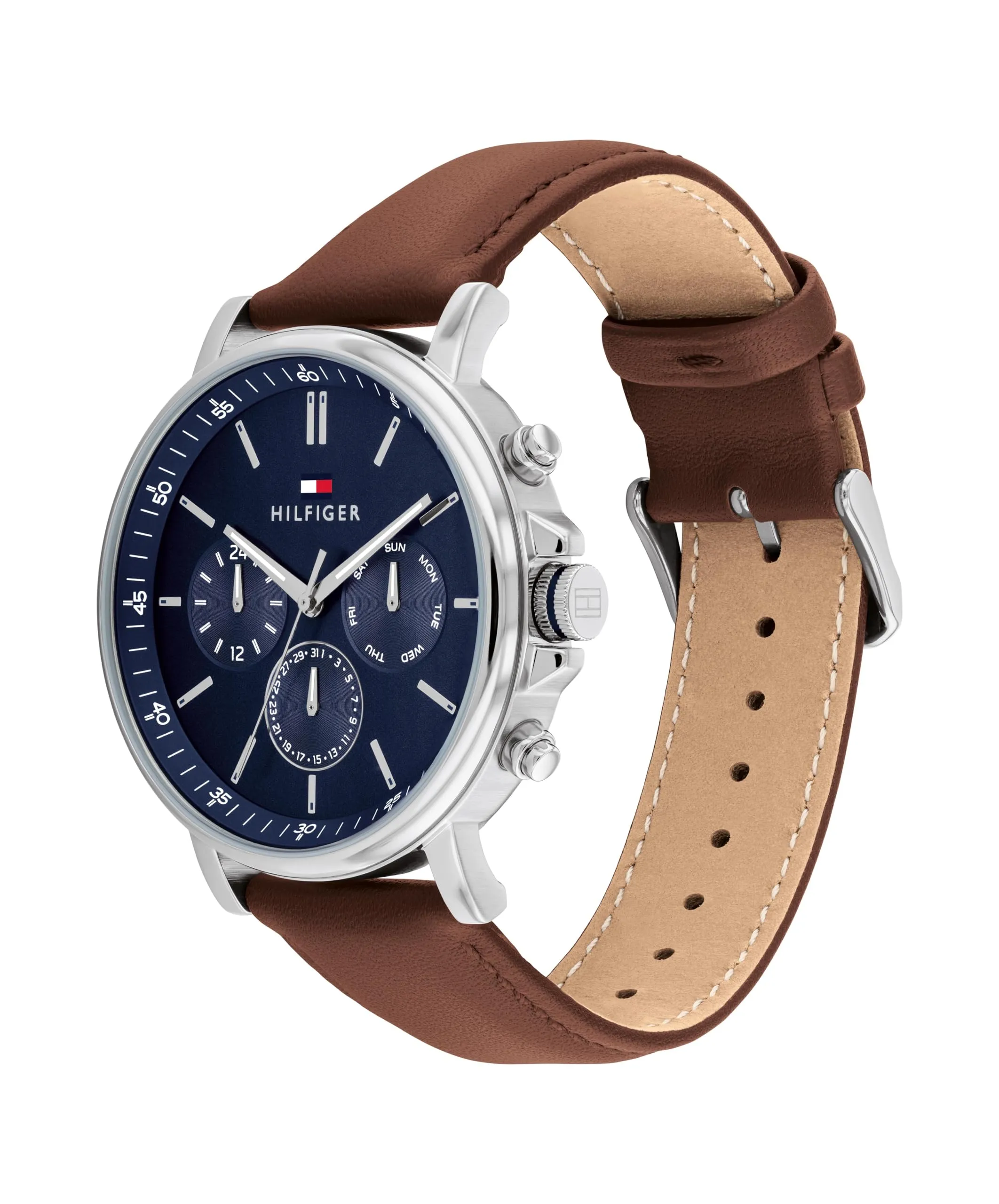 Tommy Hilfiger Orologio Analogico Multifunzione al Quarzo da Uomo con Cinturino in Pelle Marrone - 1710585 - immagine 2