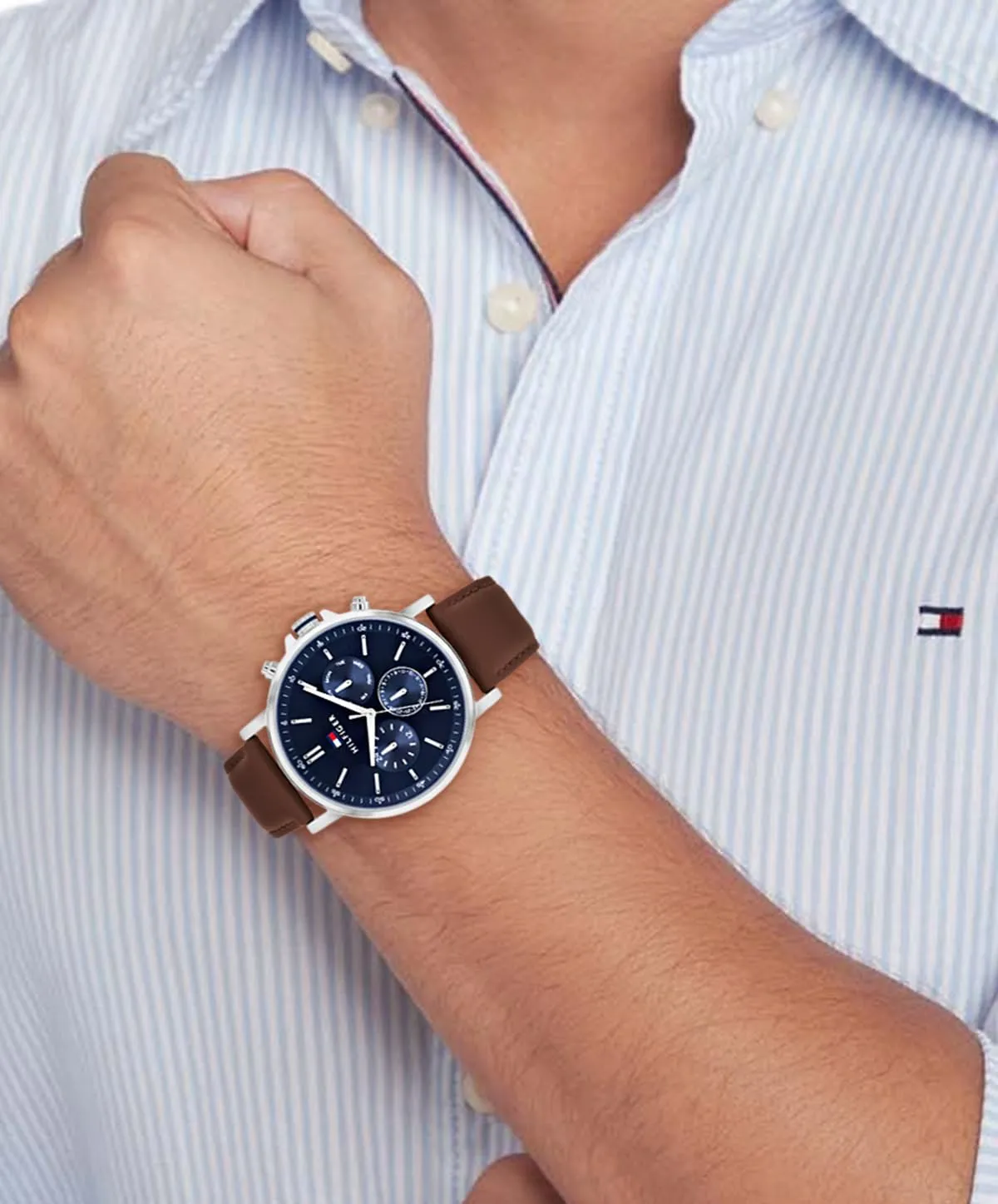 Tommy Hilfiger Orologio Analogico Multifunzione al Quarzo da Uomo con Cinturino in Pelle Marrone - 1710585 - immagine 5