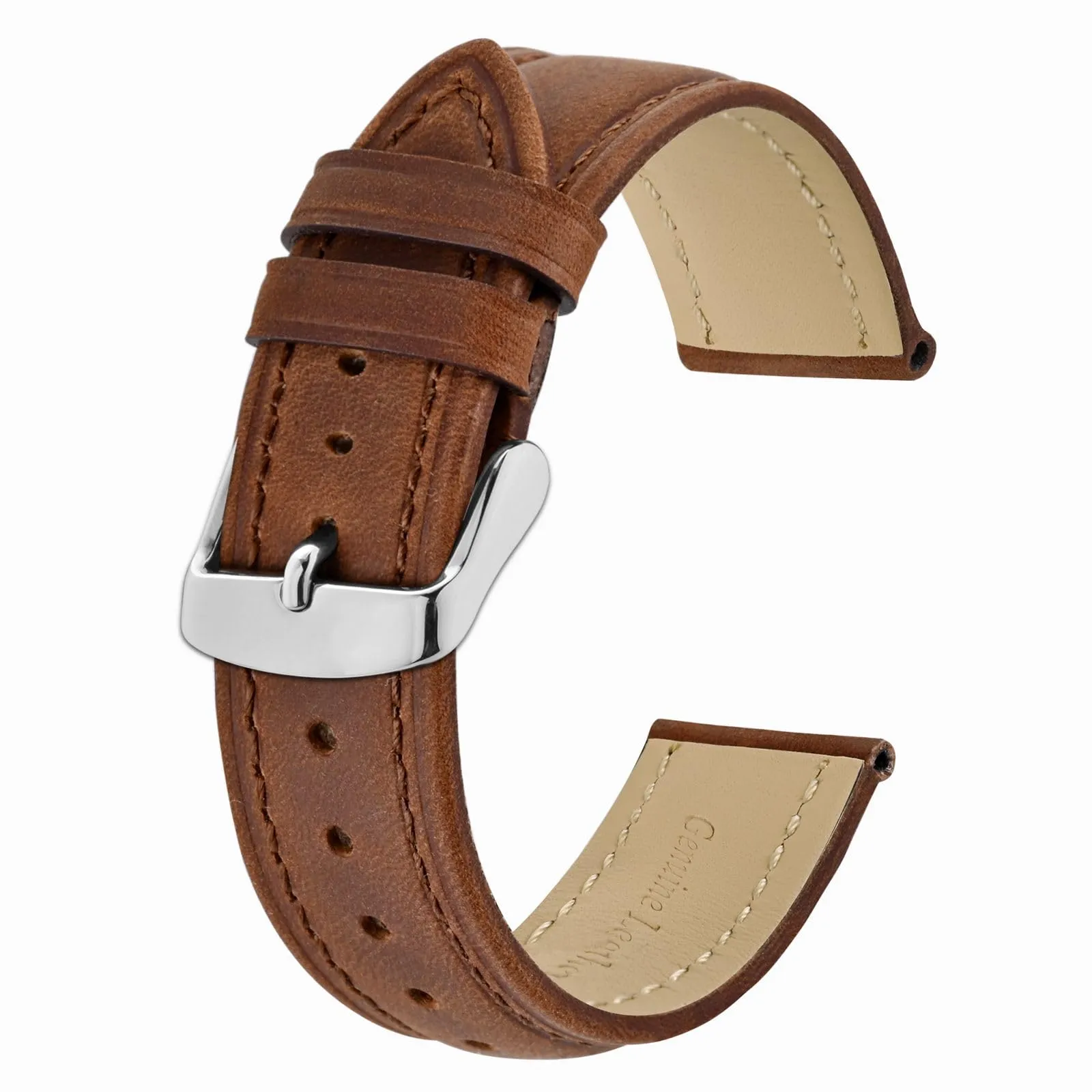 BISONSTRAP Cinturino Orologio 22mm, Cinturini di Ricambio in Pelle Vintage, Marrone Caramello - immagine 1