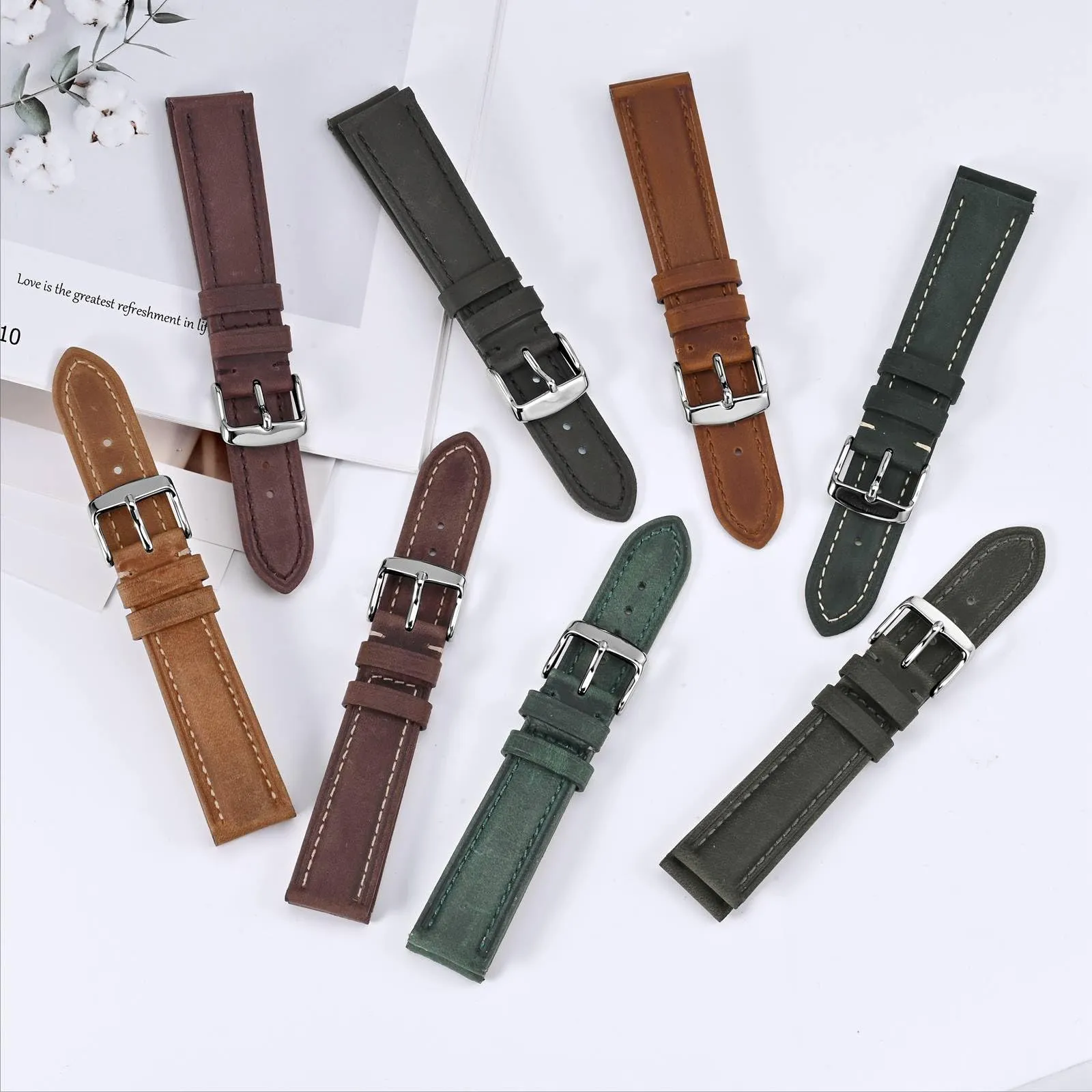 BISONSTRAP Cinturino Orologio 22mm, Cinturini di Ricambio in Pelle Vintage, Marrone Caramello - immagine 7