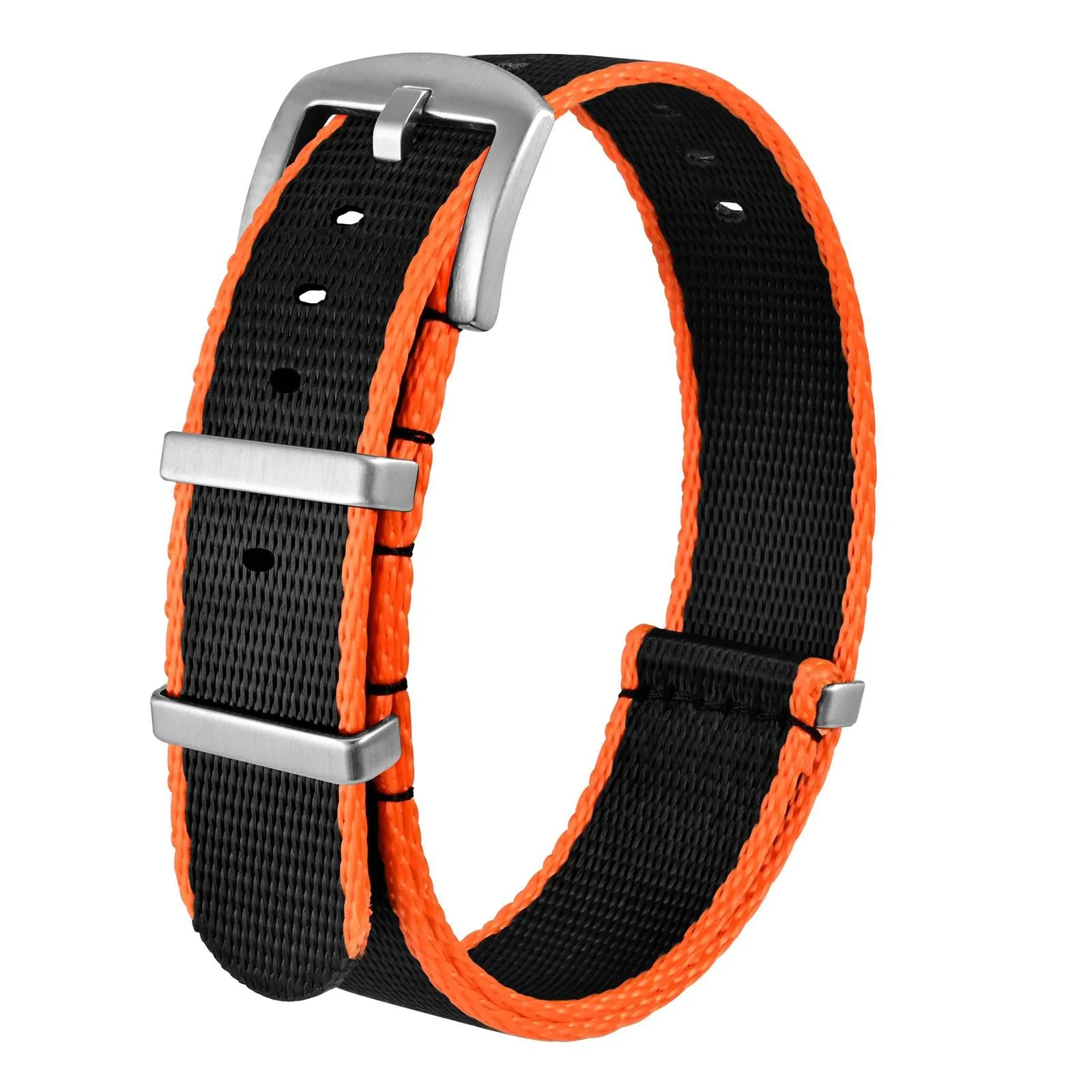 Anbeer Cinturini per orologi in nylon per uomo e donna, cinturino di ricambio militare monoblocco da 18mm con fibbia in acciaio inossidabile argentato - immagine 1