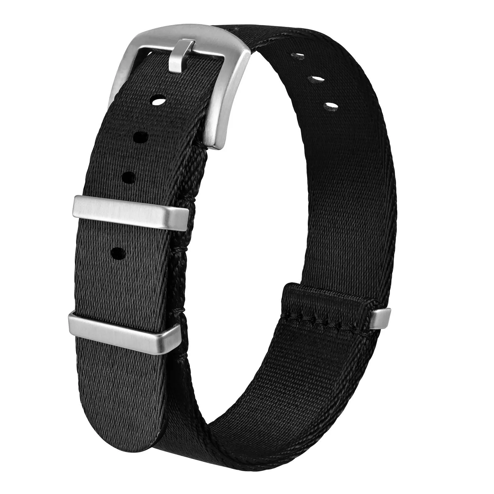 Anbeer Cinturini per orologi in nylon per uomo e donna, cinturino di ricambio militare monoblocco da 20mm con fibbia in acciaio inossidabile argentato - immagine 1