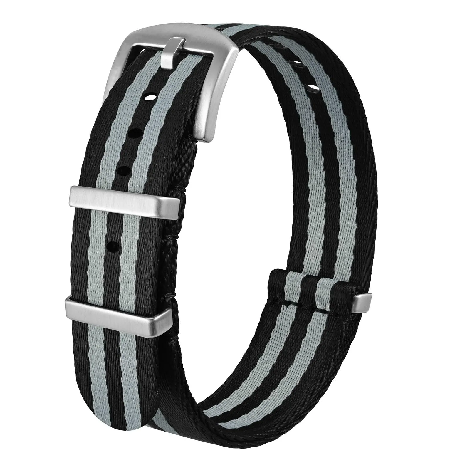 Anbeer Cinturini per orologi in nylon per uomo e donna, cinturino di ricambio militare monoblocco da 20mm con fibbia in acciaio inossidabile argentato - immagine 1