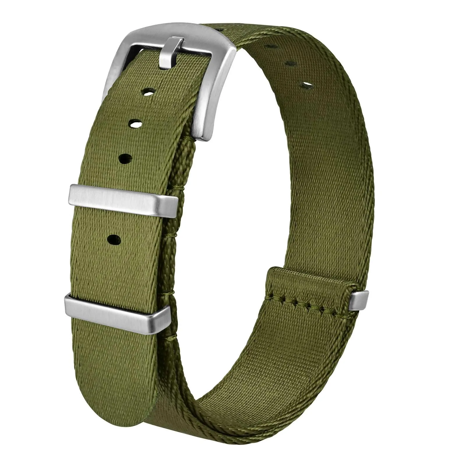 Anbeer Cinturini per orologi in nylon per uomo e donna, cinturino di ricambio militare monoblocco da 22mm con fibbia in acciaio inossidabile argentato - immagine 1