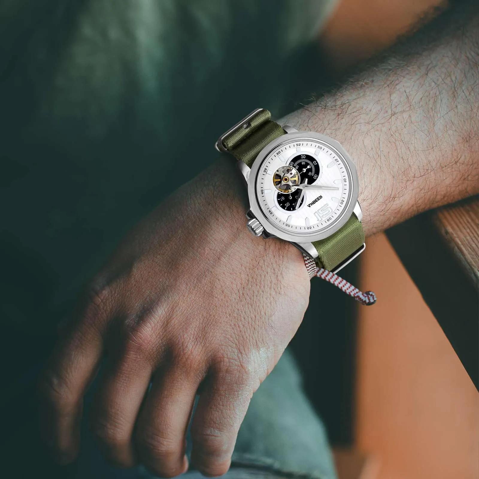 Anbeer Cinturini per orologi in nylon per uomo e donna, cinturino di ricambio militare monoblocco da 22mm con fibbia in acciaio inossidabile argentato - immagine 7