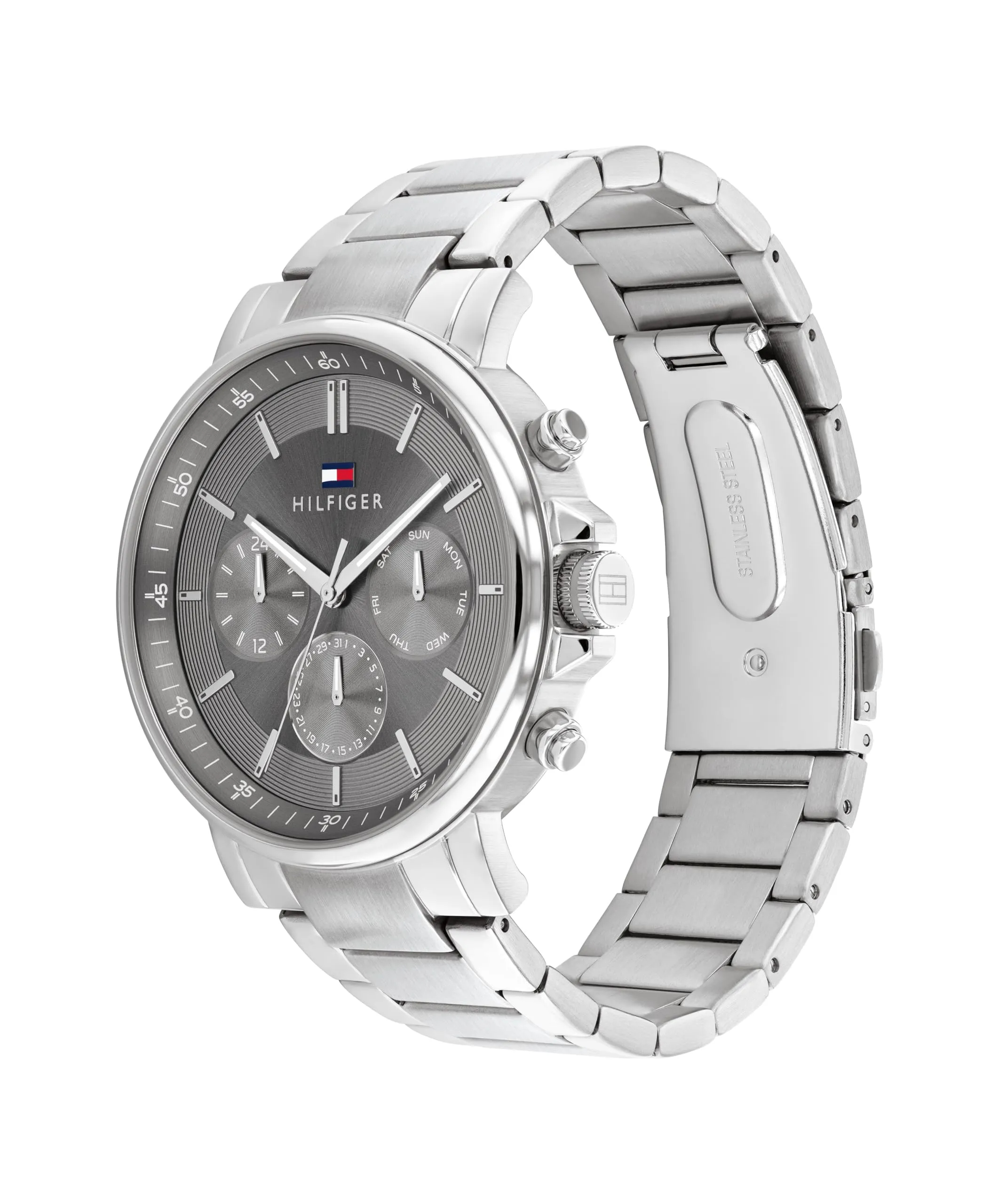 Tommy Hilfiger Orologio Analogico Multifunzione al Quarzo da Uomo con Cinturino in Acciaio Inossidabile Argentato - 1710604 - immagine 2
