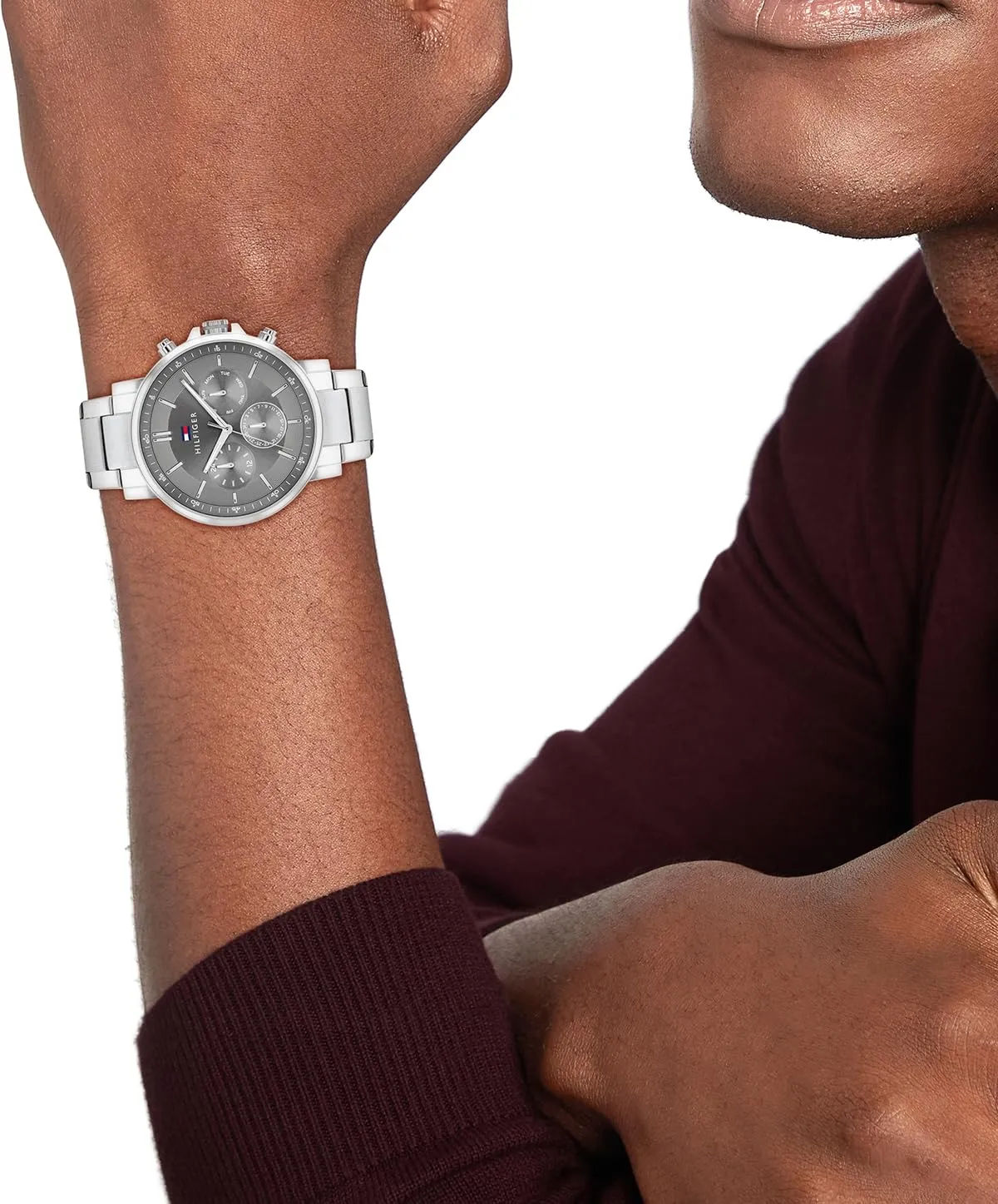 Tommy Hilfiger Orologio Analogico Multifunzione al Quarzo da Uomo con Cinturino in Acciaio Inossidabile Argentato - 1710604 - immagine 4