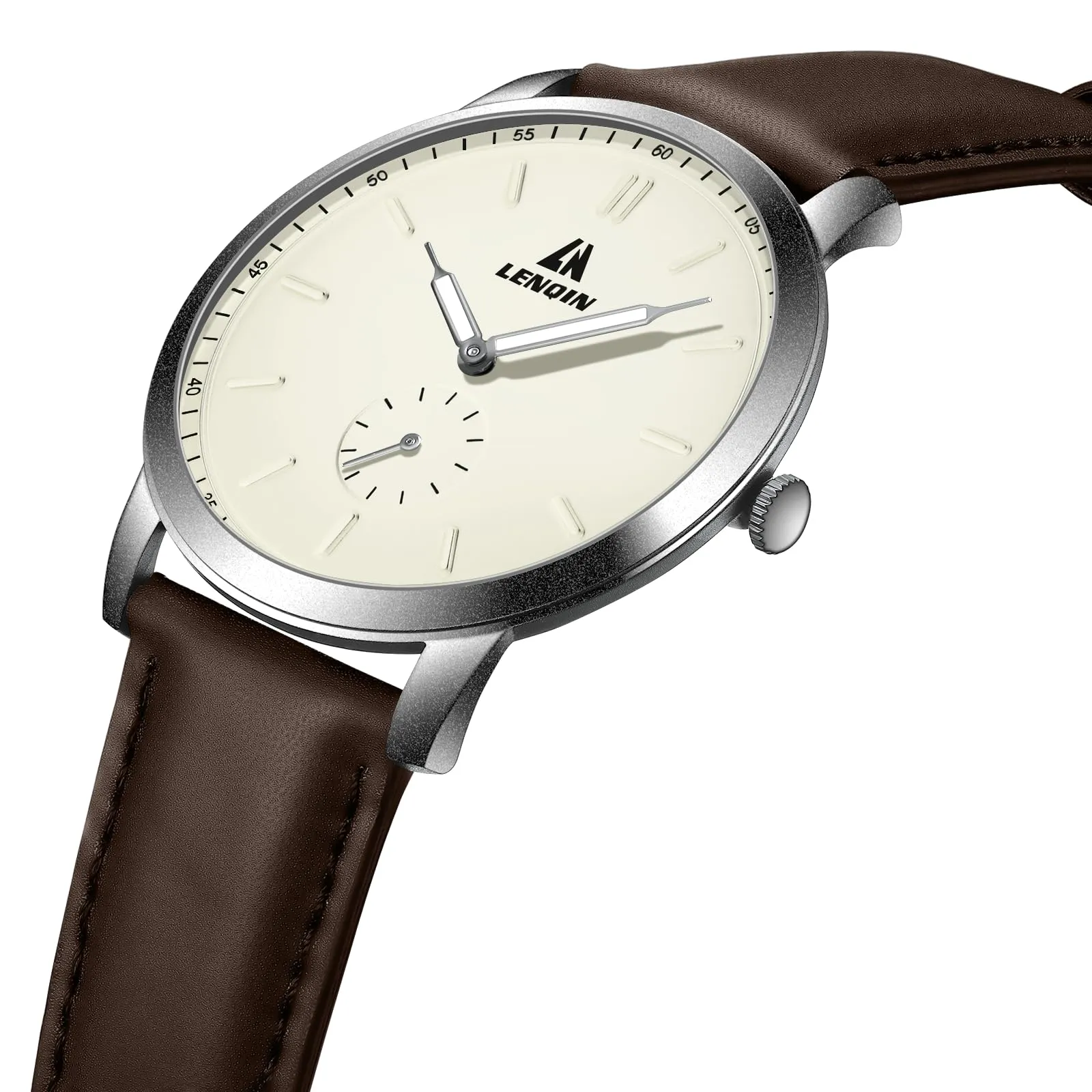 LN LENQIN Orologio Uomo Analogico Al Quarzo 30M Impermeabile Orologi Da Polso Da Uomo Moda Business Orologio da Di Design Cinturino in Pelle - immagine 3