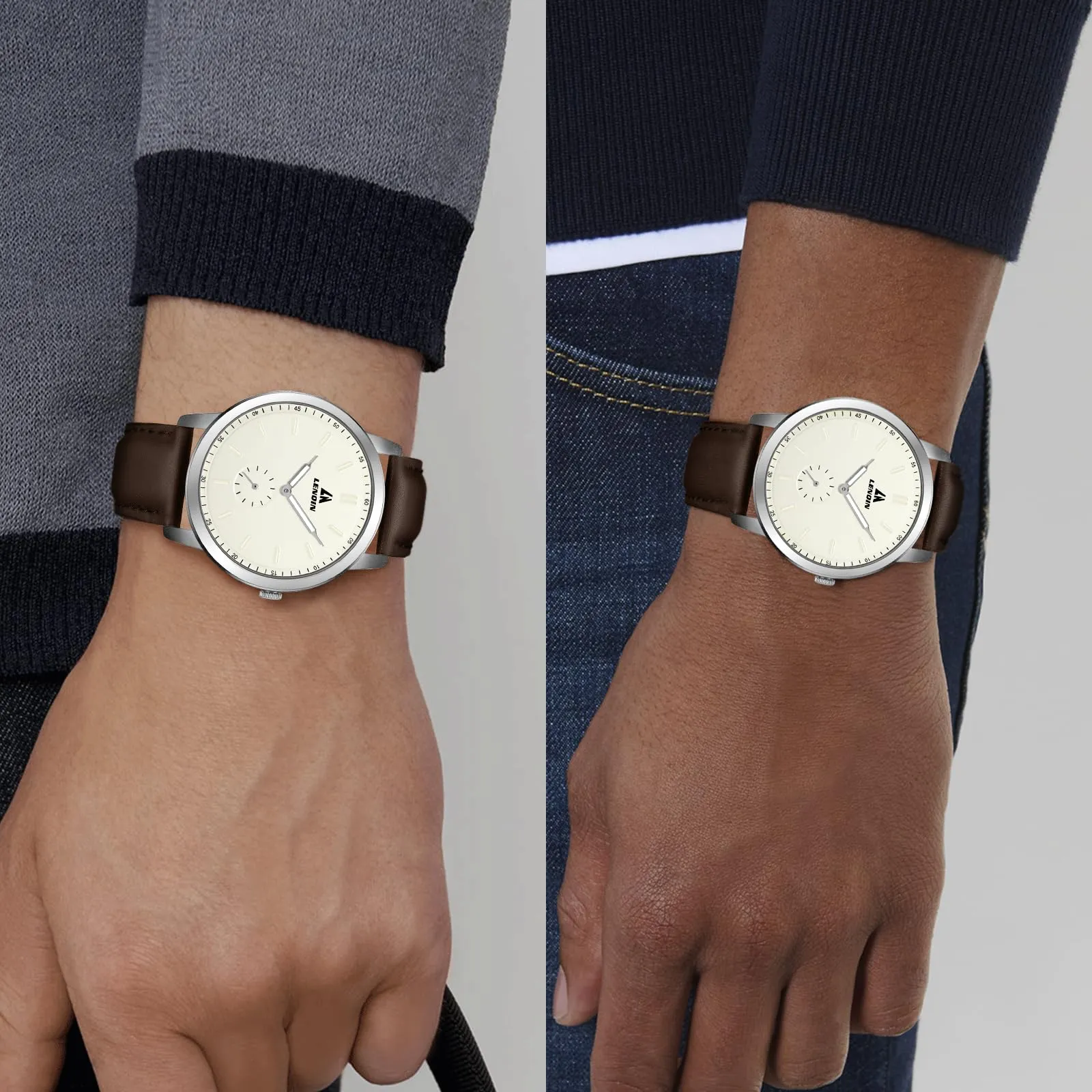 LN LENQIN Orologio Uomo Analogico Al Quarzo 30M Impermeabile Orologi Da Polso Da Uomo Moda Business Orologio da Di Design Cinturino in Pelle - immagine 6