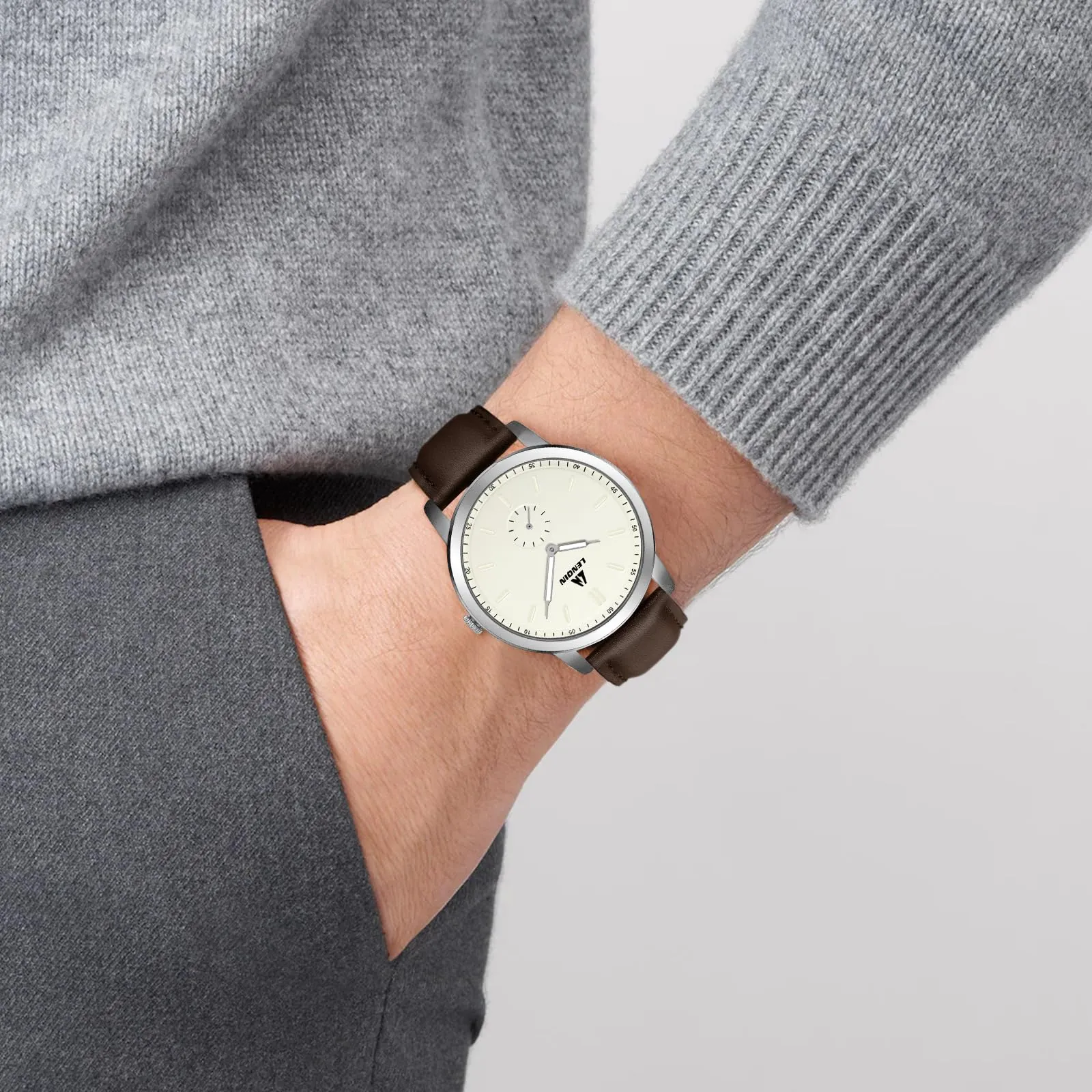 LN LENQIN Orologio Uomo Analogico Al Quarzo 30M Impermeabile Orologi Da Polso Da Uomo Moda Business Orologio da Di Design Cinturino in Pelle - immagine 9