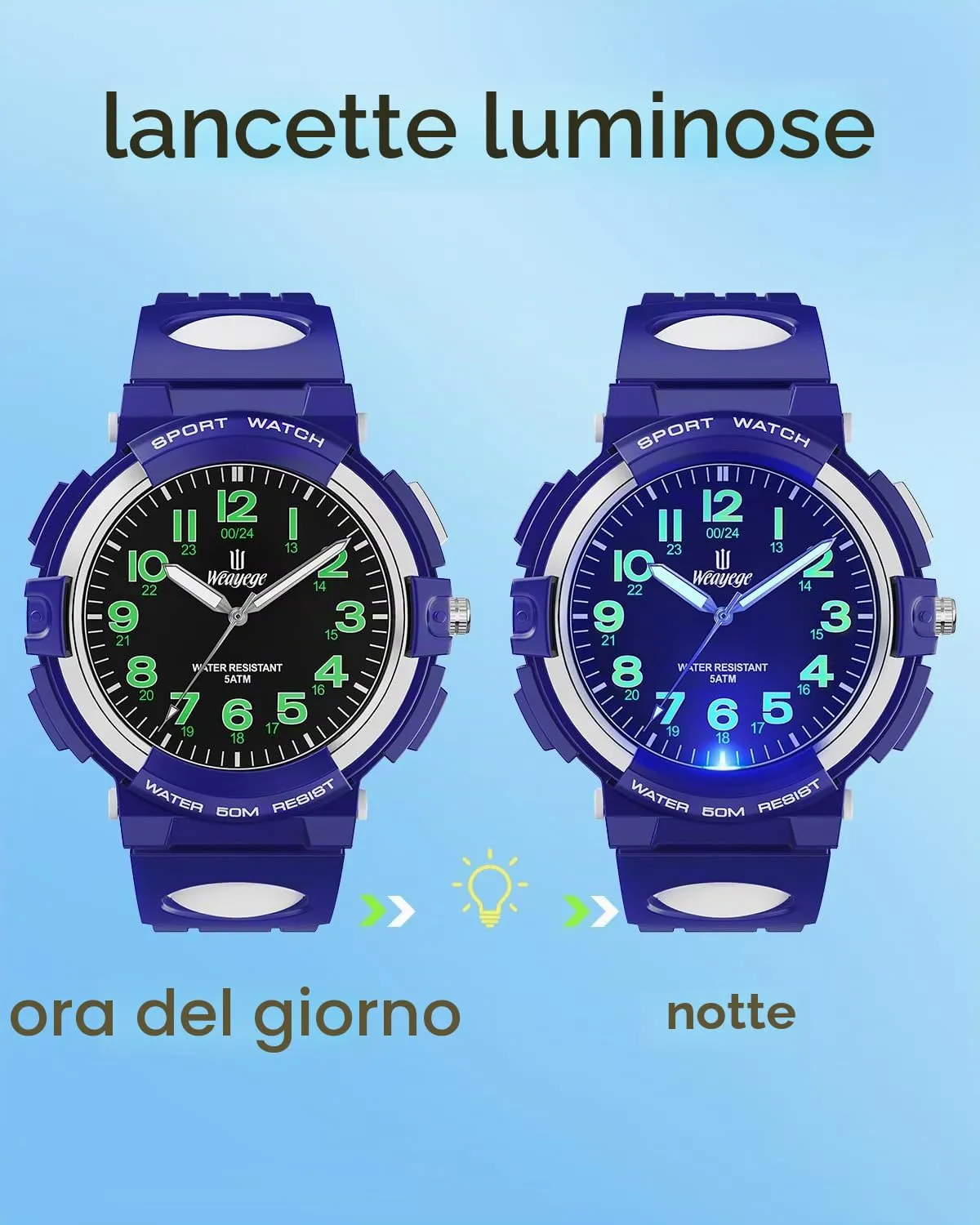 Weayege Orologio Bambini,Nuovi Orologi per Bambini a 7 Colori,Orologio Bambini Analogico con Cinturino in Gomma,Impermeabile 50M, Full HD 1080p - immagine 3