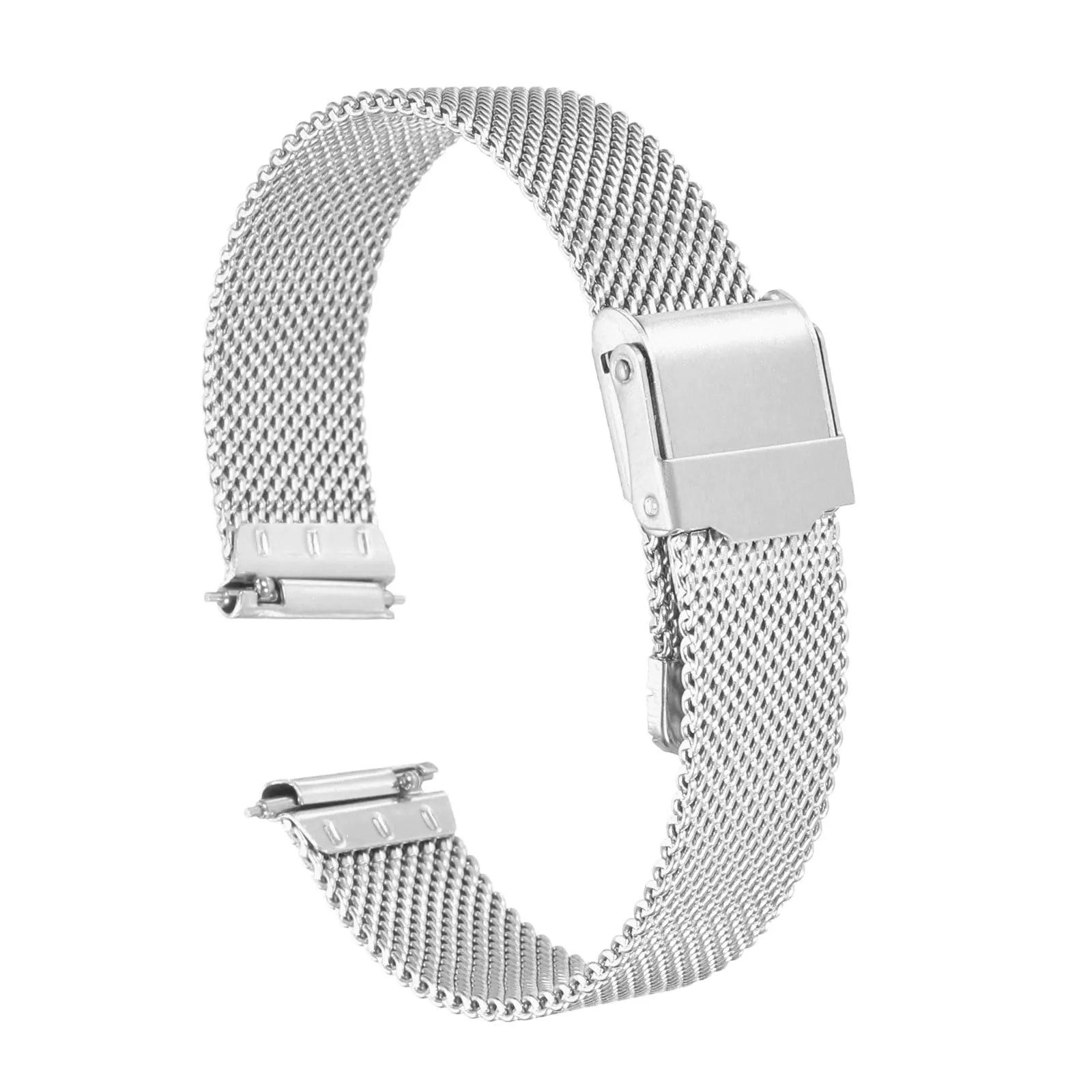 QUARKZMAN 316L Acciaio Inossidabile Maglia Cinturino Orologio 15mm Cinturino Orologio in Metallo Regolabile a Sgancio Rapido per Uomo Donna, Tono Argento - immagine 1