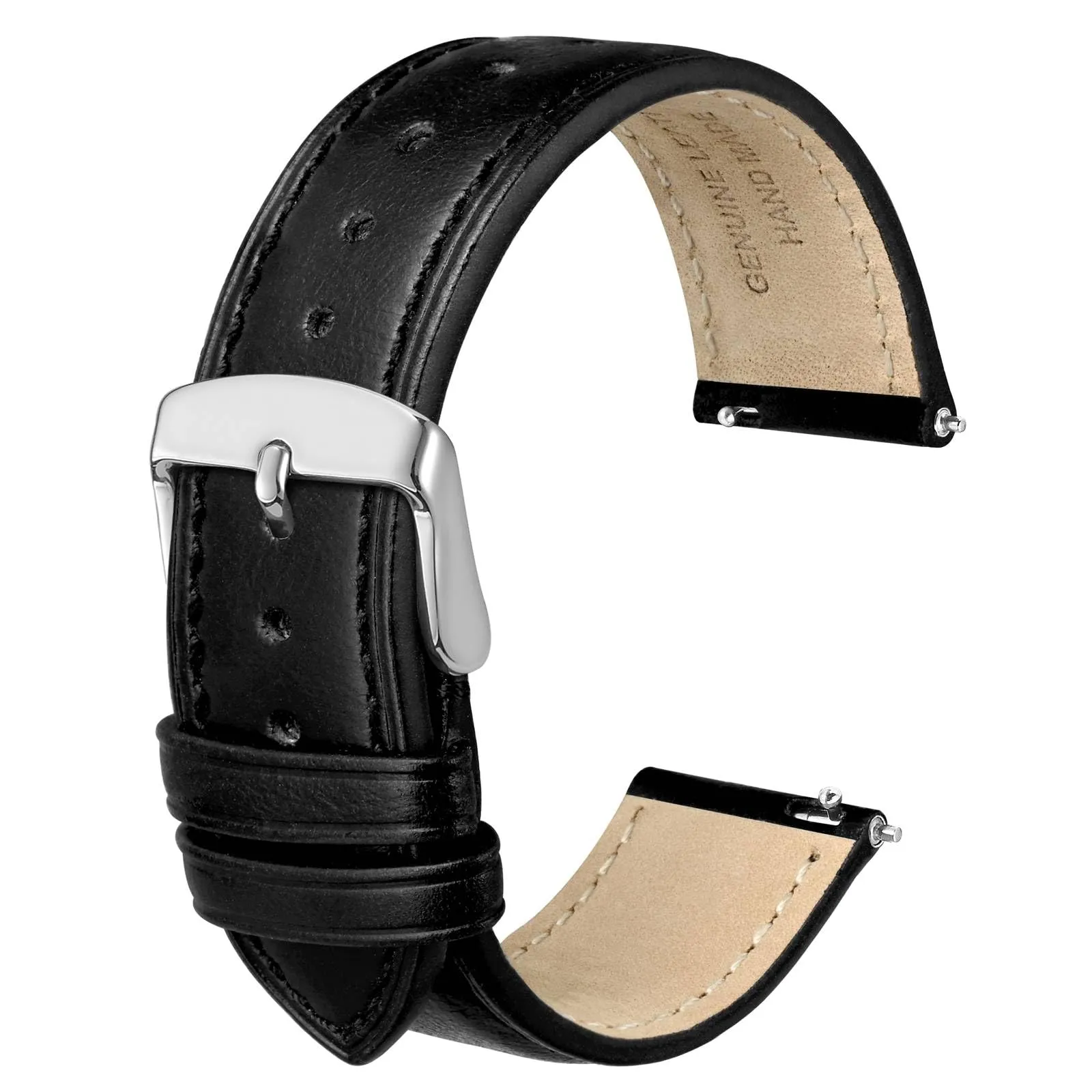 Anbeer Cinturini per orologi in vera pelle a sgancio rapido, cinturini per orologi in pelle di cavallo pazzo per uomini e donne, larghezza della banda 22mm, Fibbia in argento - immagine 1
