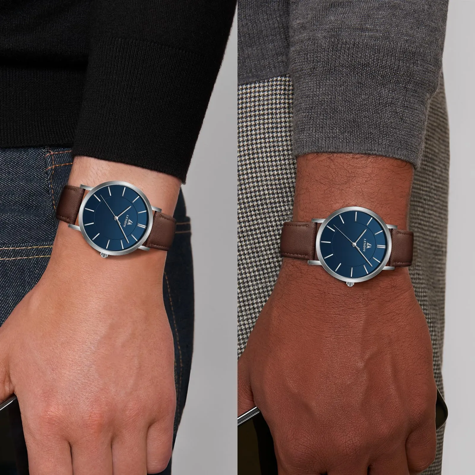 LN LENQIN Orologio Uomo Orologi Polso Uomo Impermeabili Orologi Analogici Al Quarzo Casual Alla Moda Con Data Numeri Romani Cinturino in Pelle - immagine 6