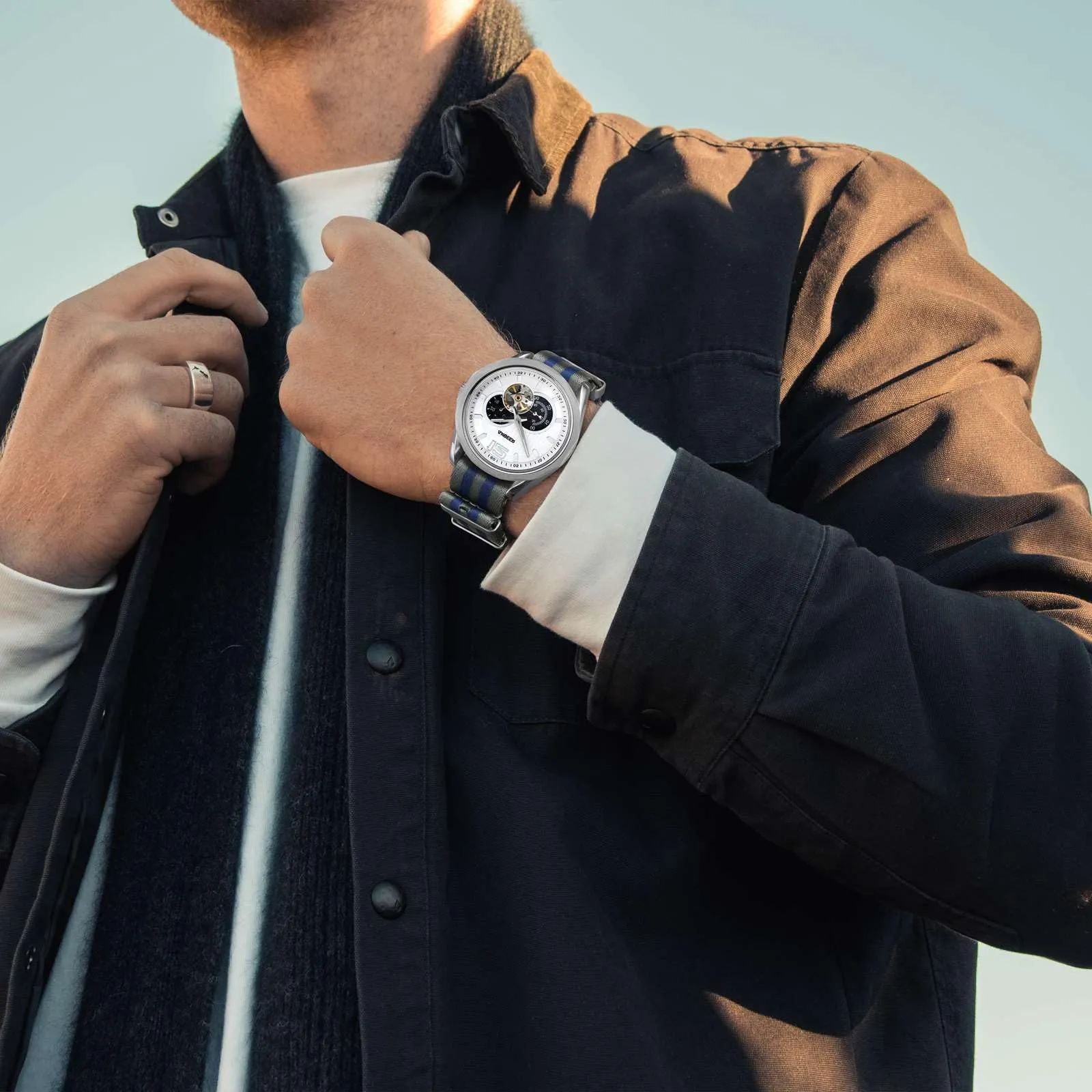 Anbeer Cinturini per orologi in nylon per uomo e donna, cinturino di ricambio militare monoblocco da 20mm con fibbia in acciaio inossidabile nero - immagine 7