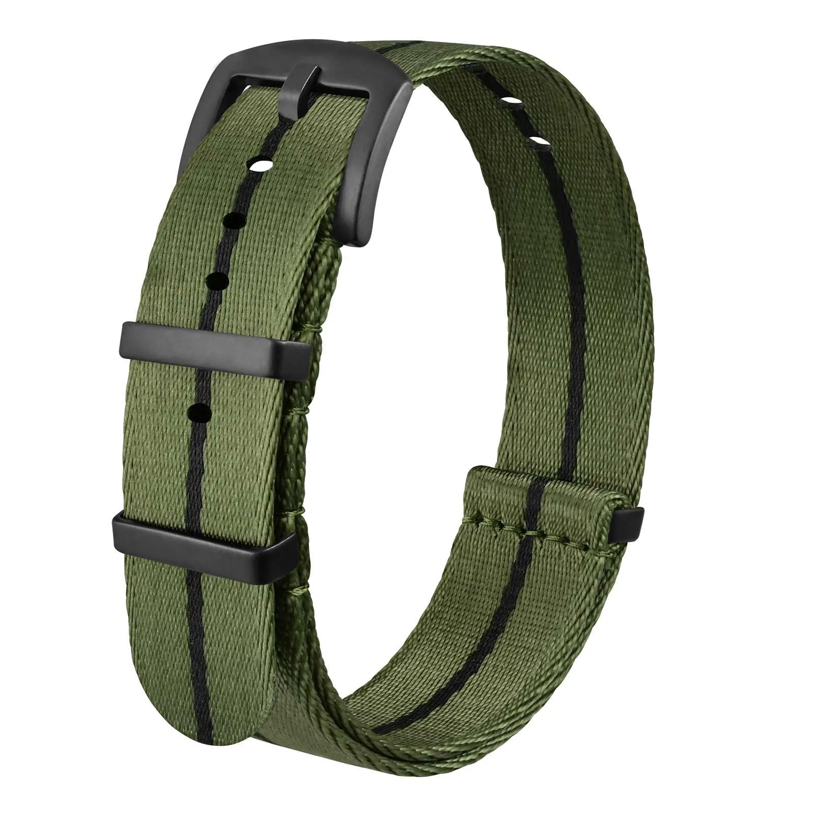 ANBEER Cinturini per orologi in nylon per uomo e donna, cinturino di ricambio militare monoblocco da 18mm con fibbia in acciaio inossidabile nero - immagine 1