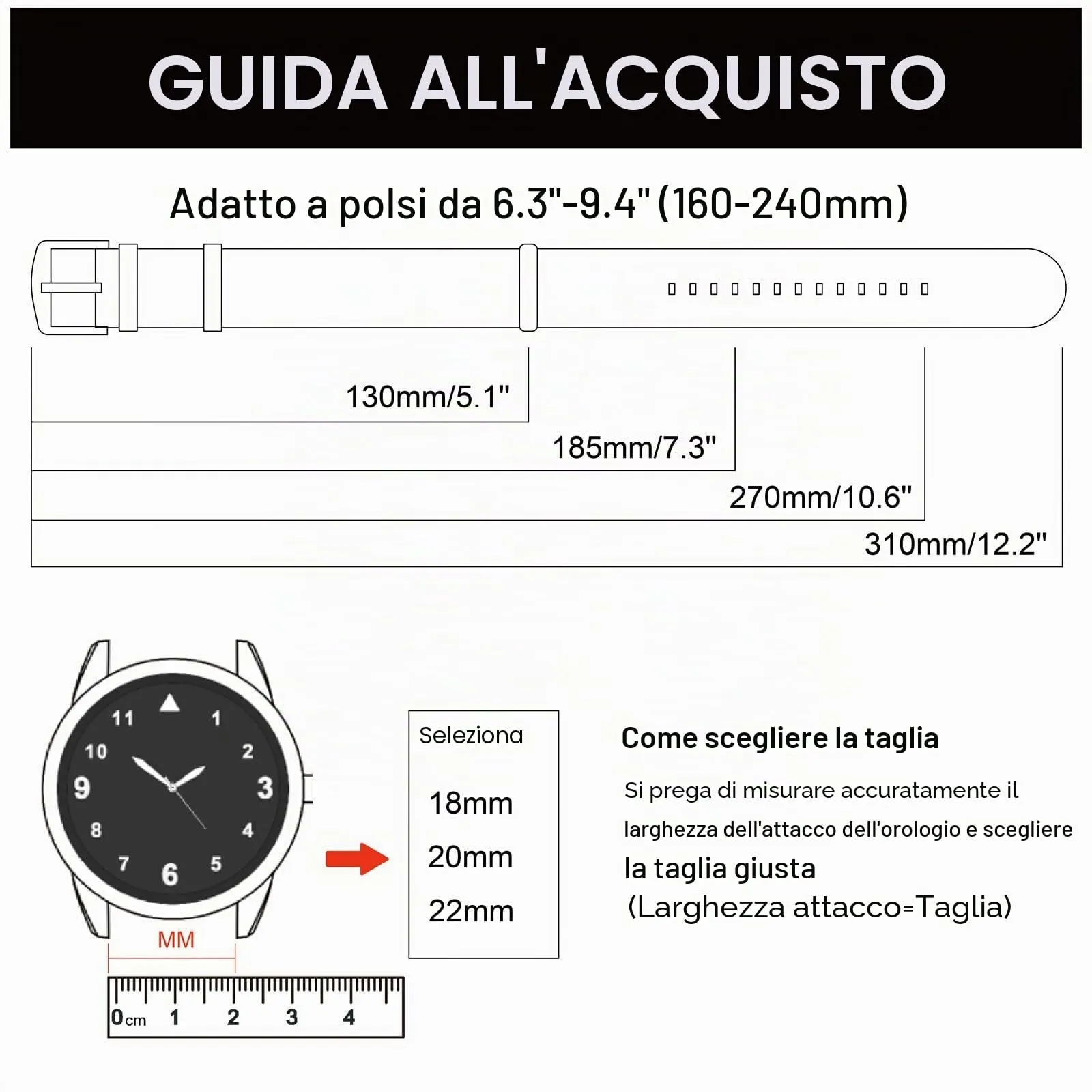 Anbeer Cinturini per orologi in nylon per uomo e donna, cinturino di ricambio militare monoblocco da 22mm con fibbia in acciaio inossidabile nero - immagine 6