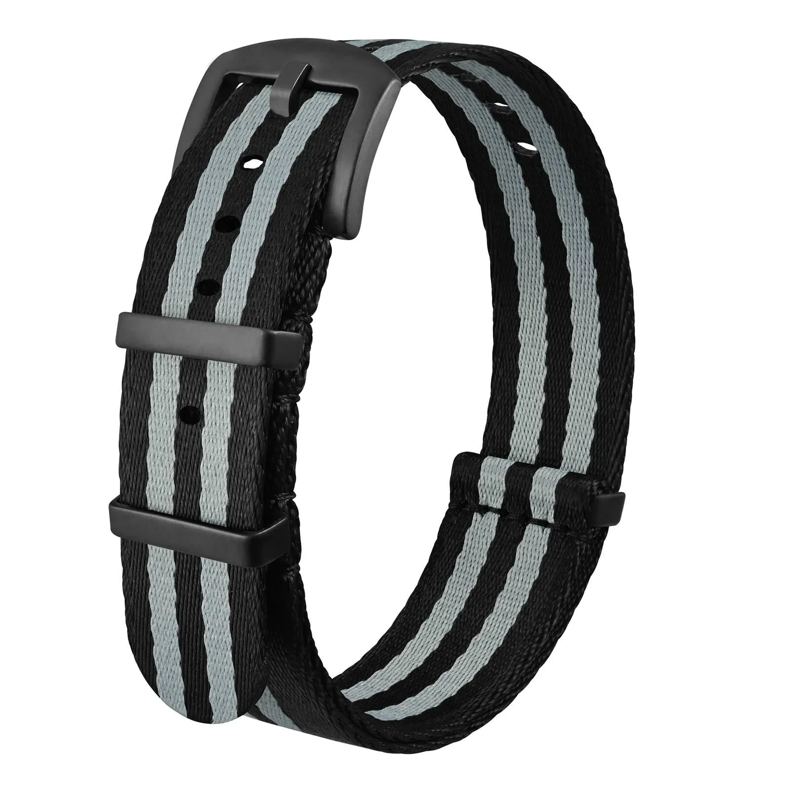 Anbeer Cinturini per orologi in nylon per uomo e donna, cinturino di ricambio militare monoblocco da 22mm con fibbia in acciaio inossidabile nero - immagine 1
