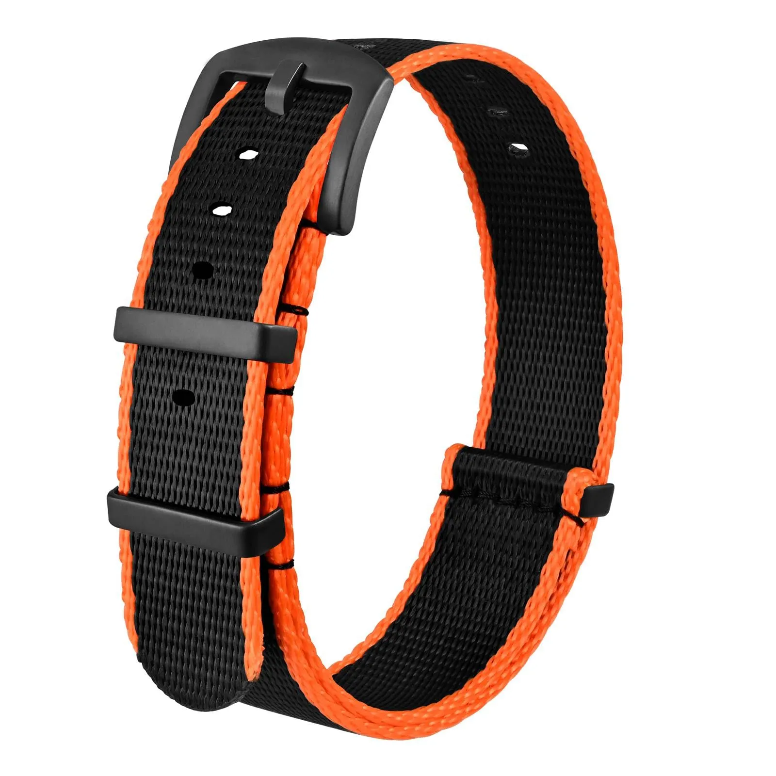 Anbeer Cinturini per orologi in nylon per uomo e donna, cinturino di ricambio militare monoblocco da 18mm con fibbia in acciaio inossidabile nero - immagine 1