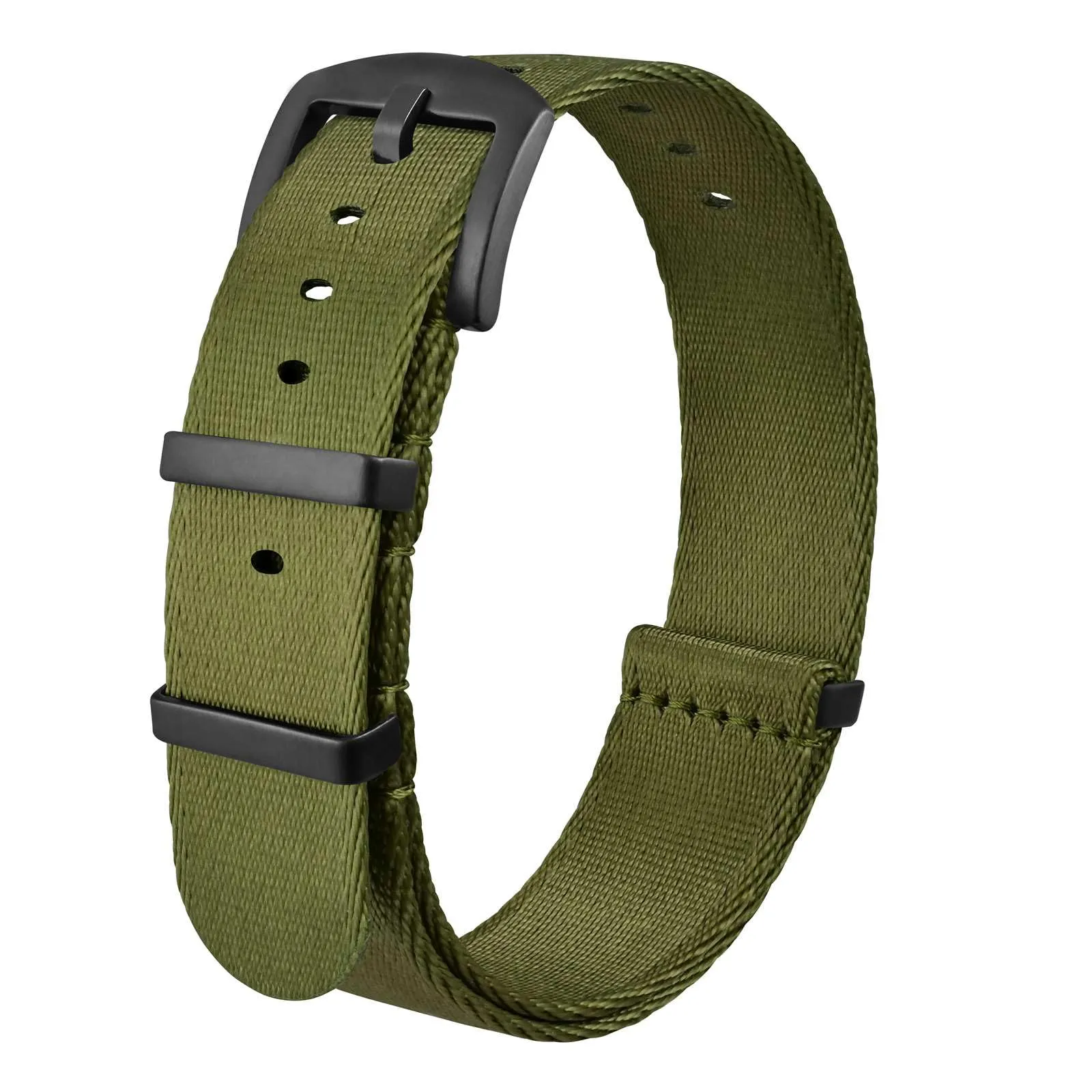 Anbeer Cinturini per orologi in nylon per uomo e donna, cinturino di ricambio militare monoblocco da 20mm con fibbia in acciaio inossidabile nero - immagine 1