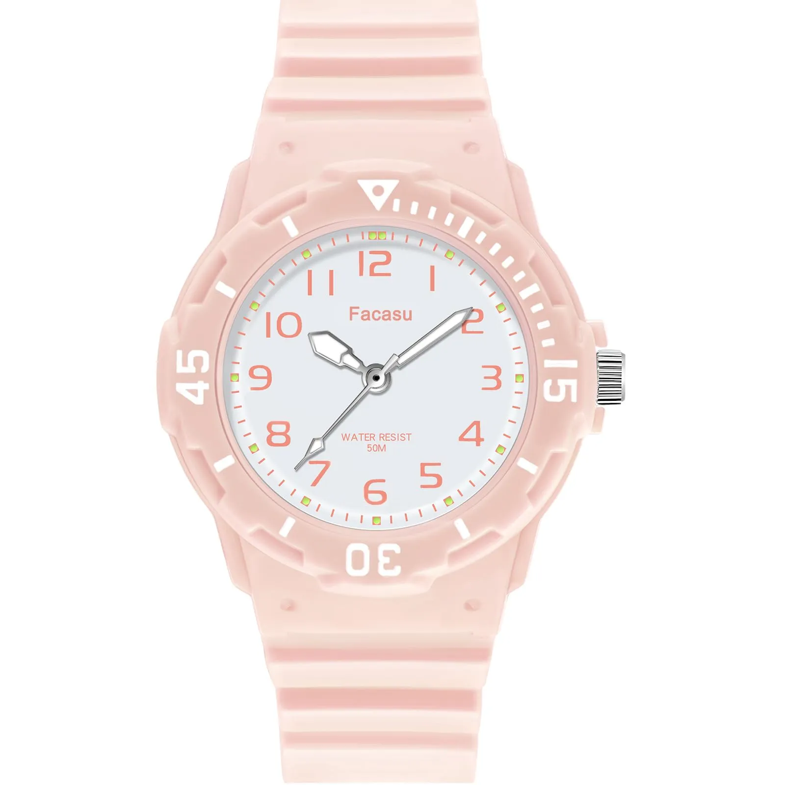 Facasu Orologio Analogico Bambini Ragazzi Ragazze,Orologio al quarzo impermeabile Fino a 50M,Cinturino Morbido Orologio Facile Leggere Imparare l'ora Bambini dai 4 ai 12 anni (Rosa) - immagine 1