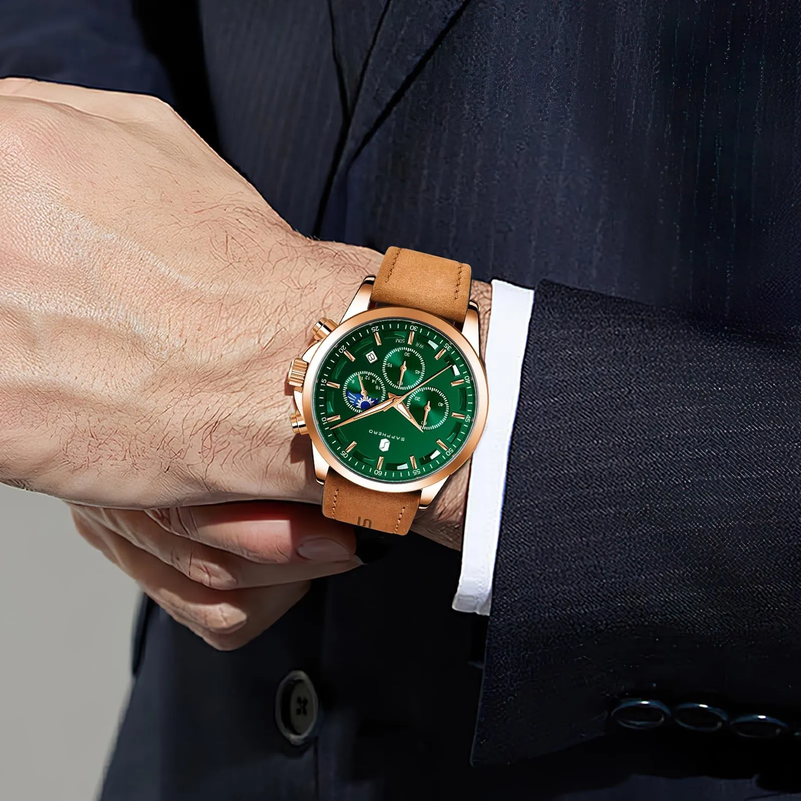 BENYAR BY Orologio da uomo quarzo analogico Cronografi Orologi uomo Regali - immagine 3
