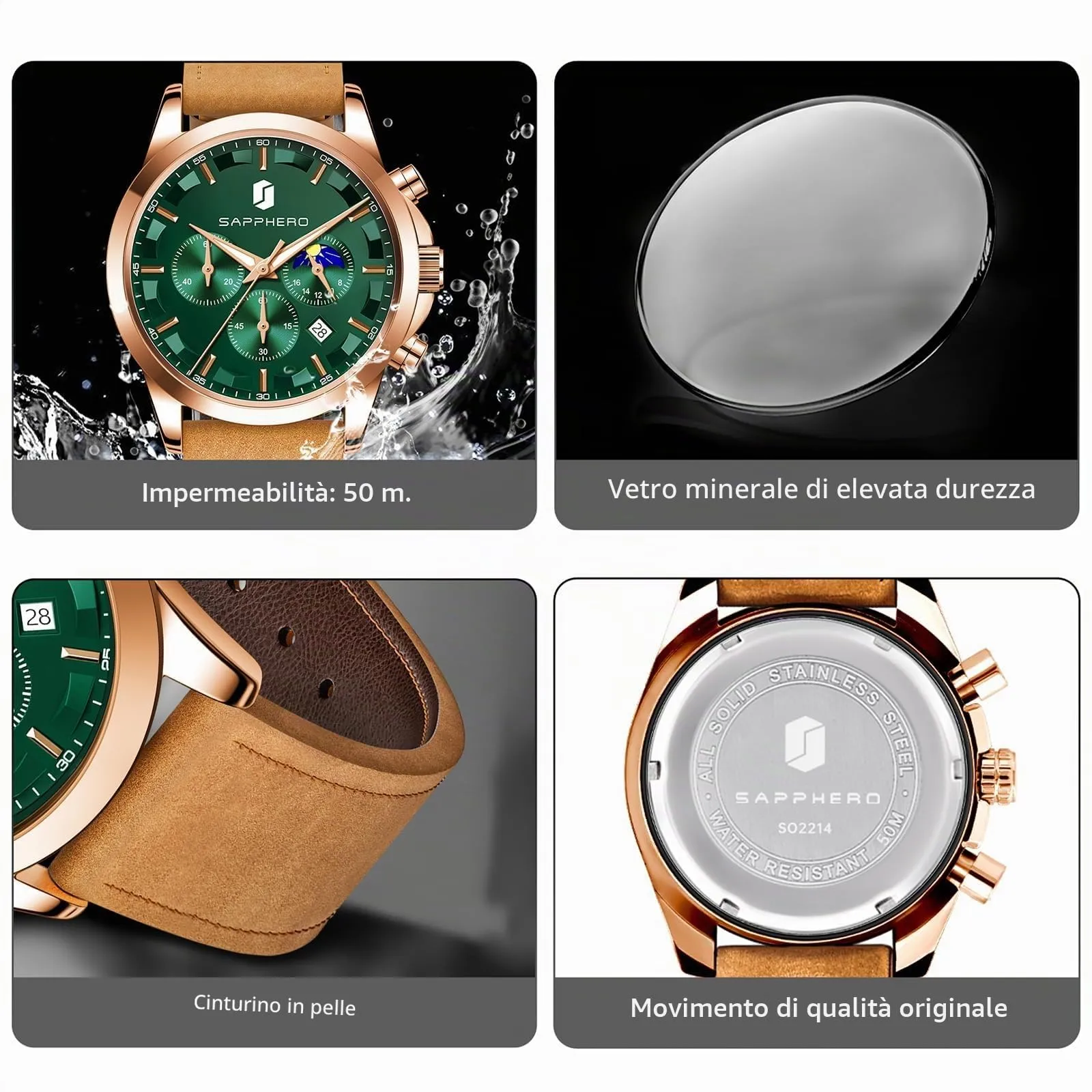 BENYAR BY Orologio da uomo quarzo analogico Cronografi Orologi uomo Regali - immagine 5