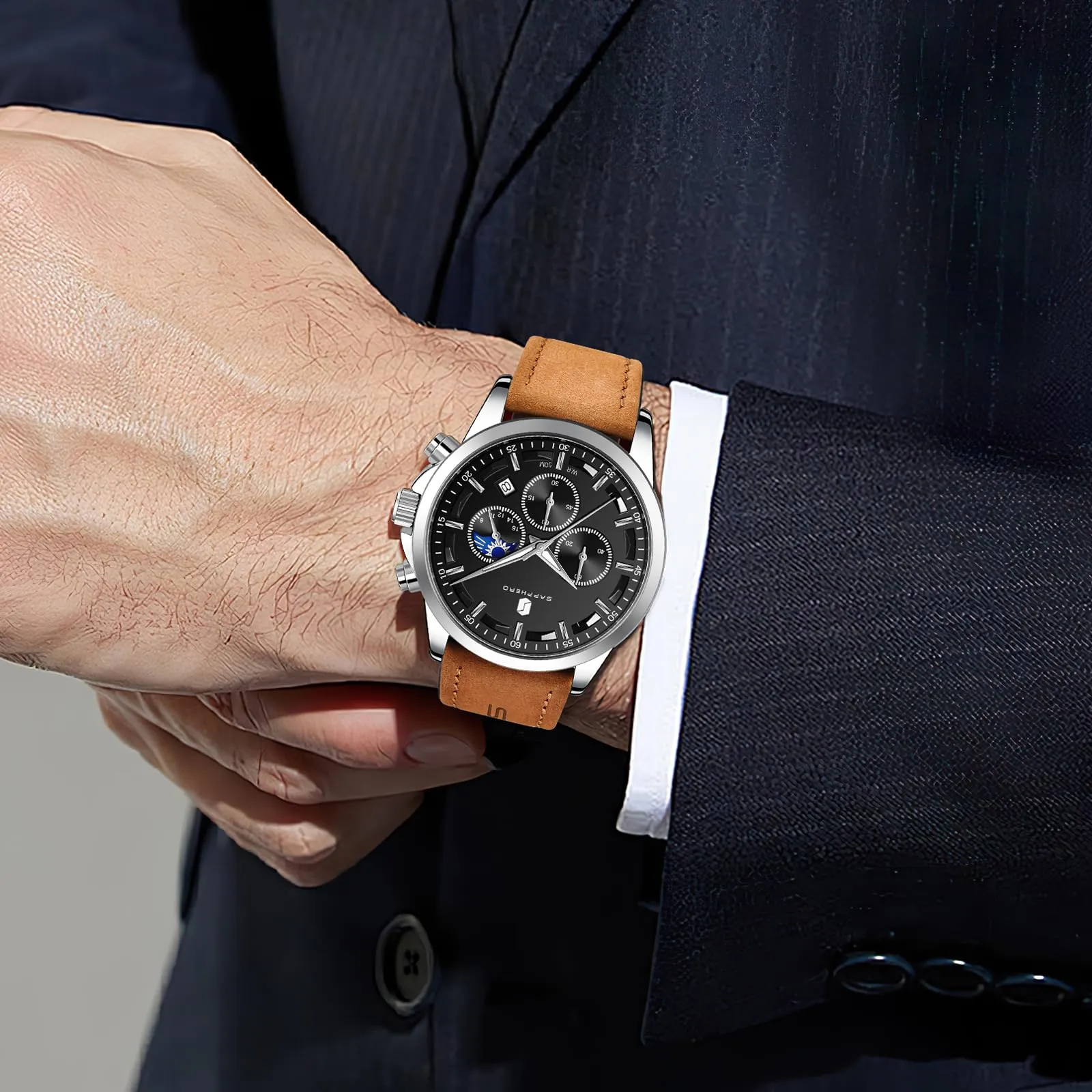 BENYAR BY Orologio da uomo quarzo analogico Cronografi Orologi uomo Regali - immagine 2