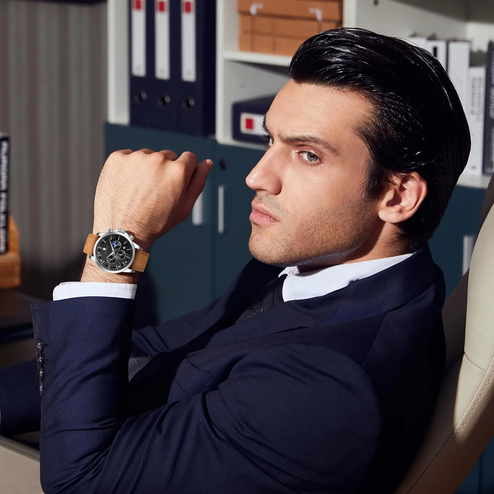 BENYAR BY Orologio da uomo quarzo analogico Cronografi Orologi uomo Regali - immagine 3