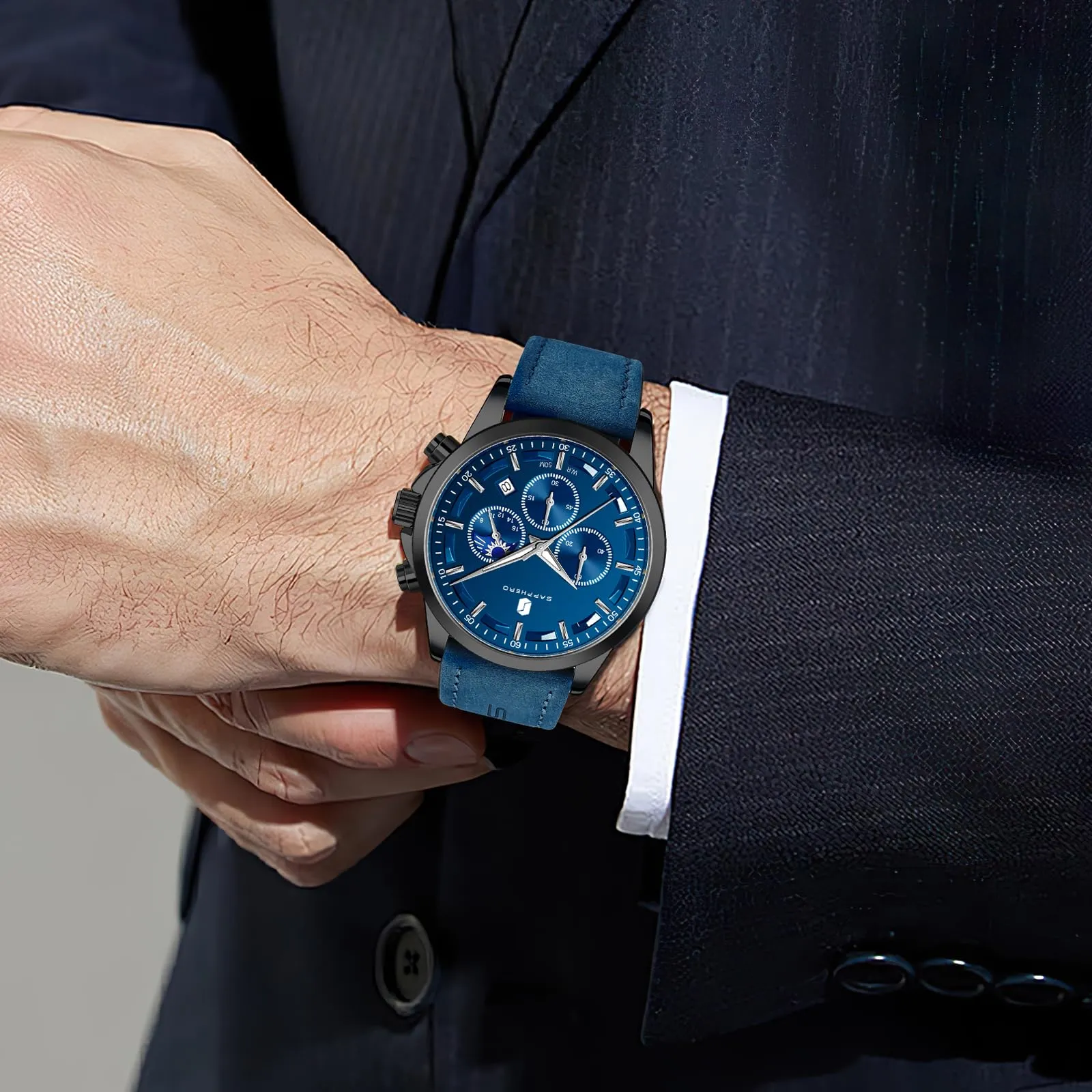 BENYAR BY Orologio da uomo quarzo analogico Cronografi Orologi uomo Regali - immagine 2