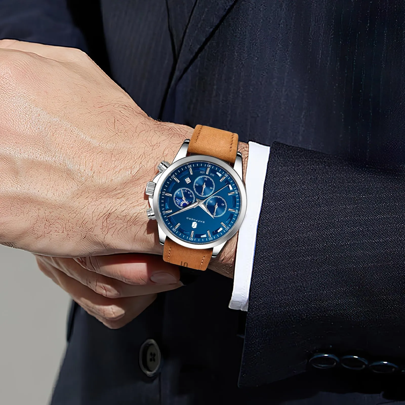 BENYAR BY Orologio da uomo quarzo analogico Cronografi Orologi uomo Regali - immagine 2