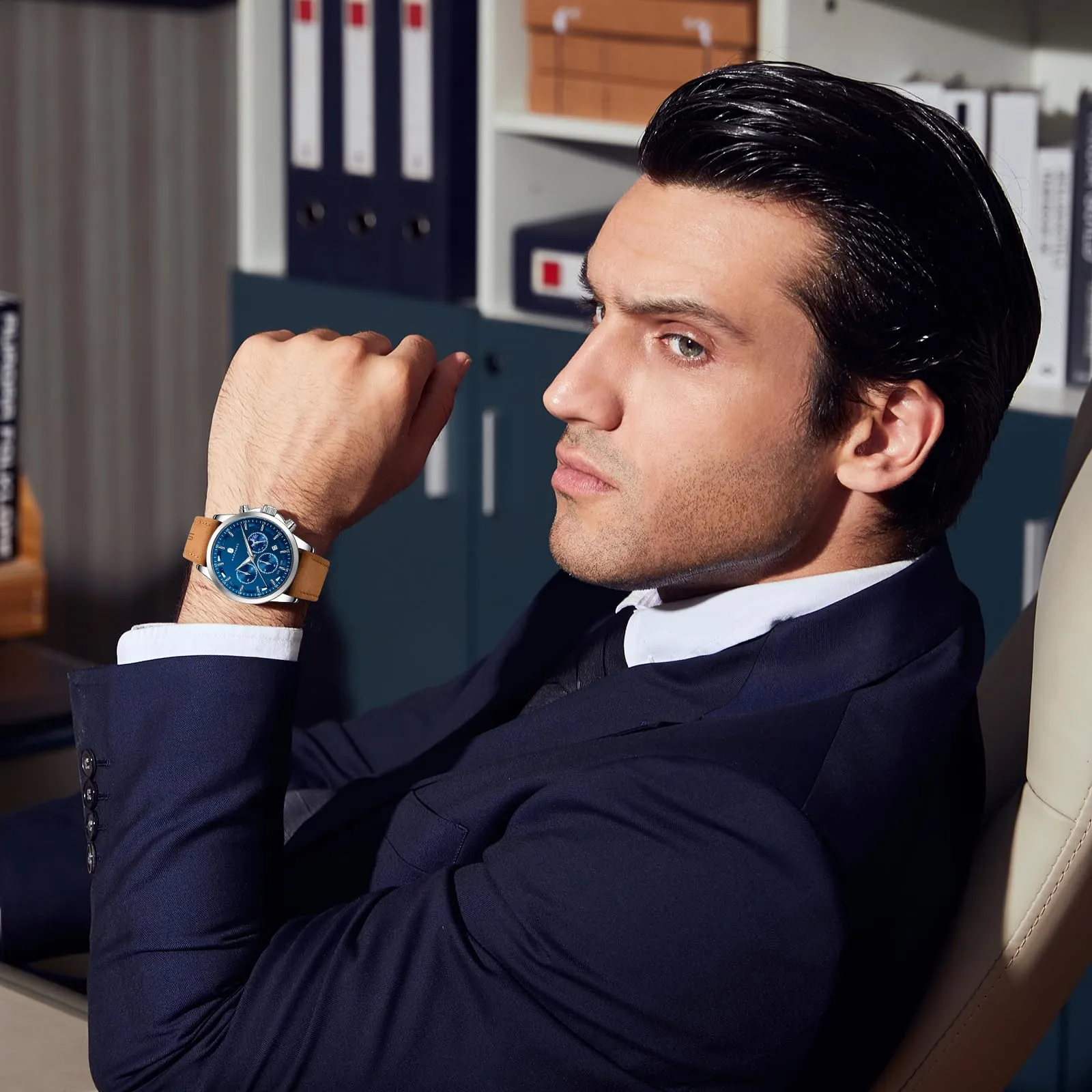 BENYAR BY Orologio da uomo quarzo analogico Cronografi Orologi uomo Regali - immagine 3