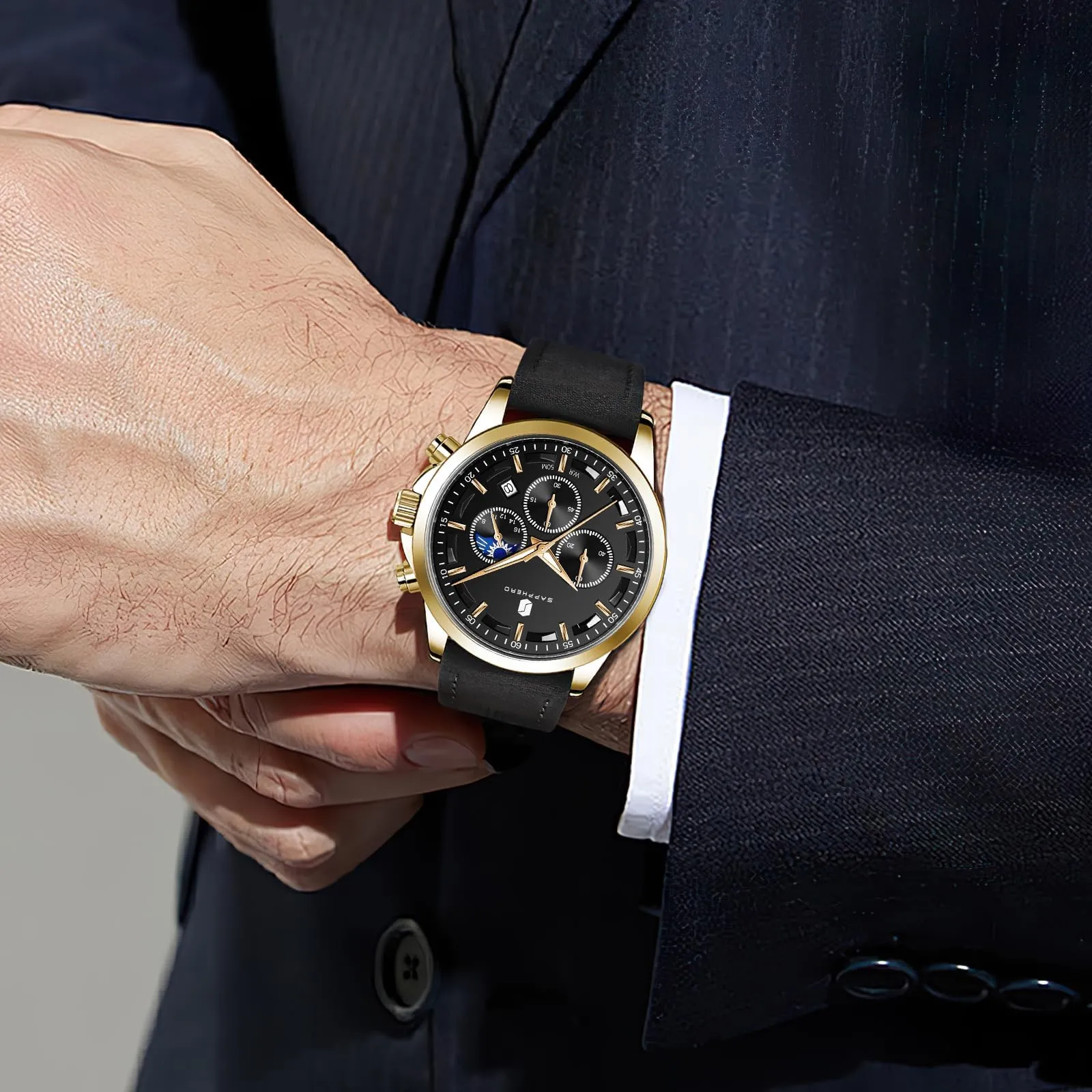 BENYAR BY Orologio da uomo quarzo analogico Cronografi Orologi uomo Regali - immagine 3