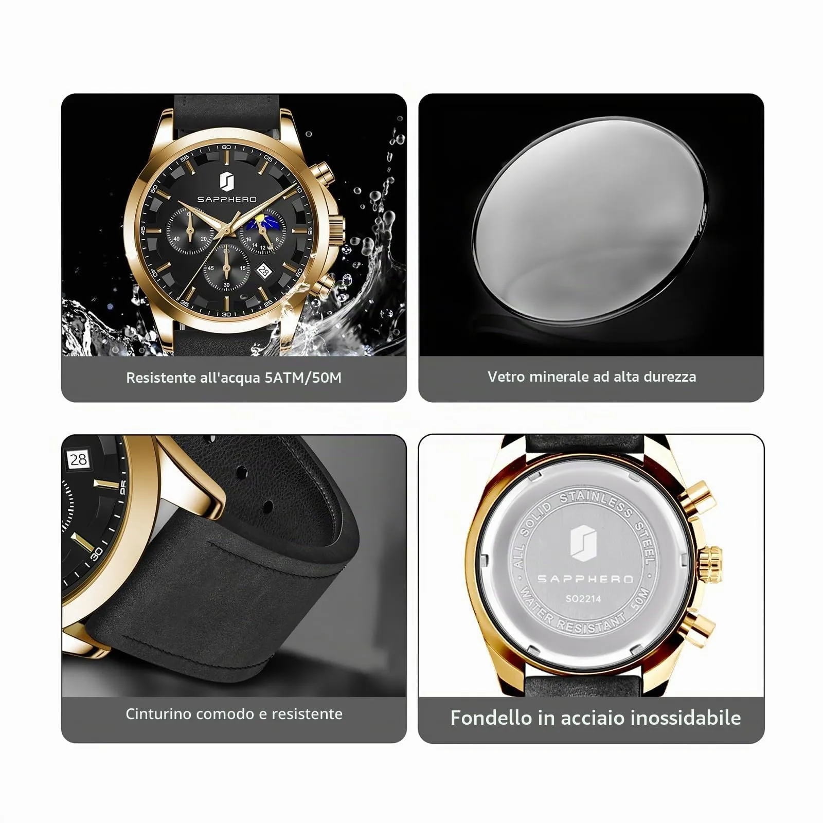 BENYAR BY Orologio da uomo quarzo analogico Cronografi Orologi uomo Regali - immagine 5