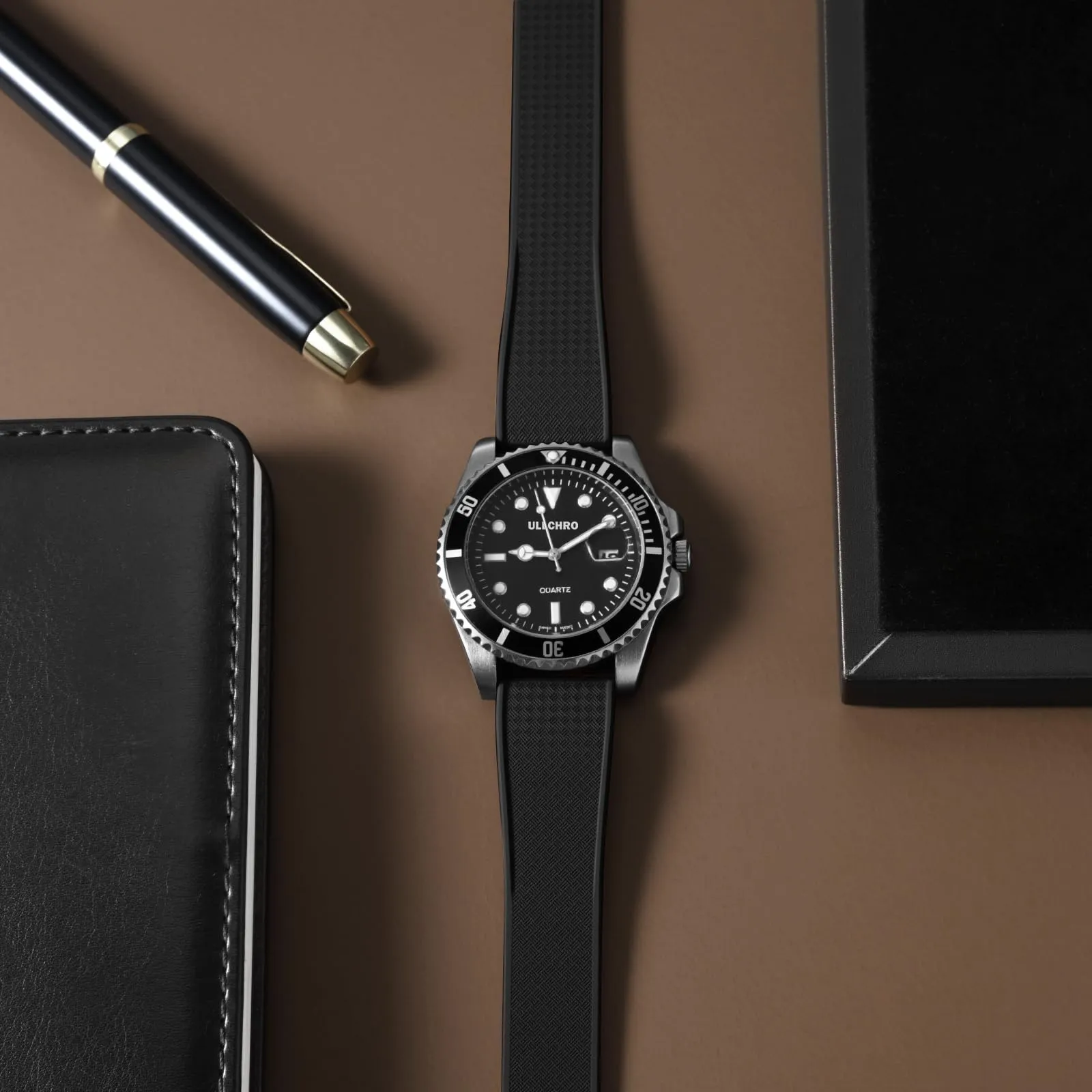 ULLCHRO Cinturino Orologio 20mm 22mm in Gomma Fluorurata FKM a Sgancio Rapido, Cinturini di Ricambio Morbidi e Durevoli, Cinturino Sportivo in Gomma Fluoro per Orologio Uomo (21mm, Nero) - immagine 7