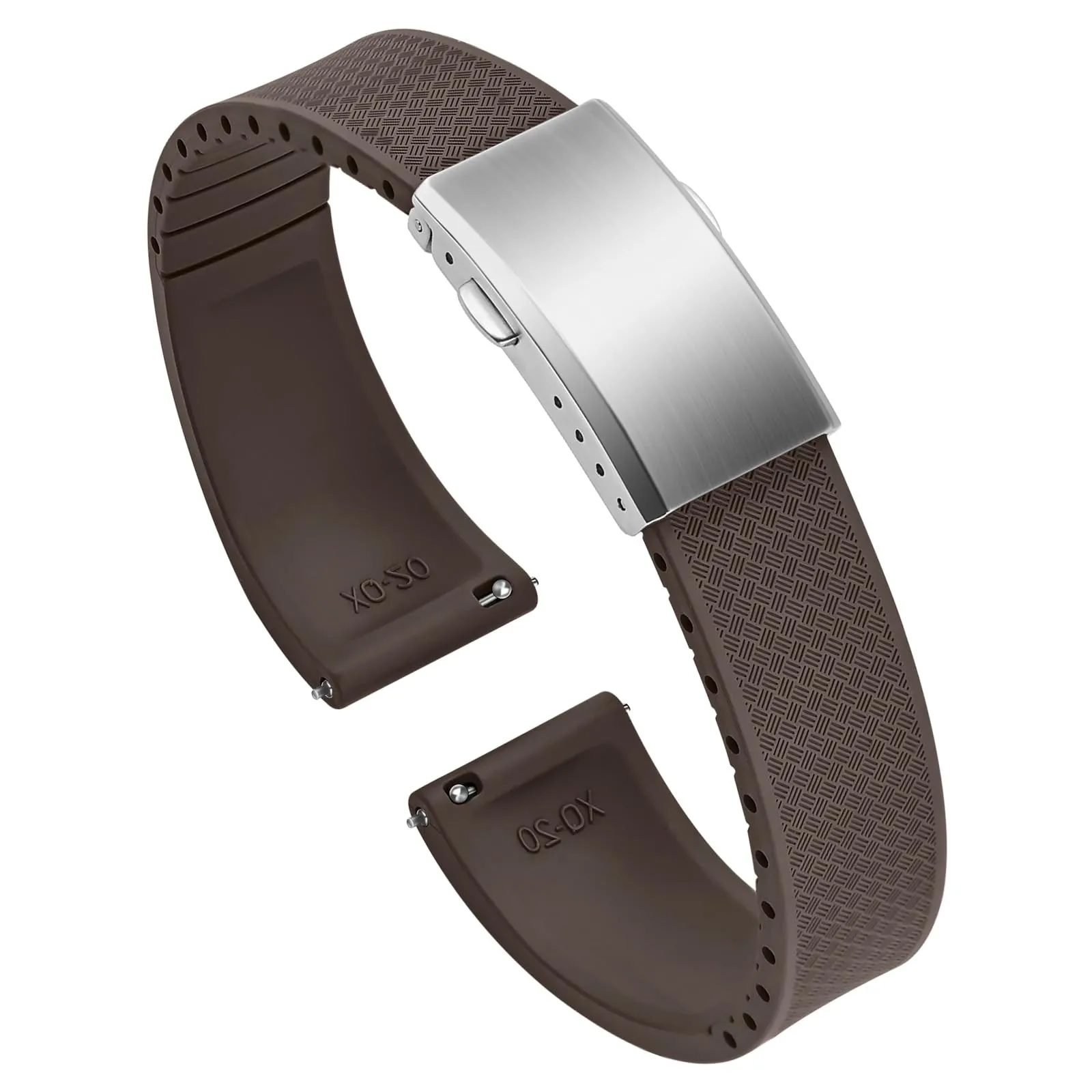 ULLCHRO Cinturino Orologio 20mm 22mm in Gomma Fluorurata FKM a Sgancio Rapido, Cinturini di Ricambio Morbidi e Durevoli, Cinturino Sportivo in Gomma Fluoro per Orologio Uomo (19mm, Marrone) - immagine 1