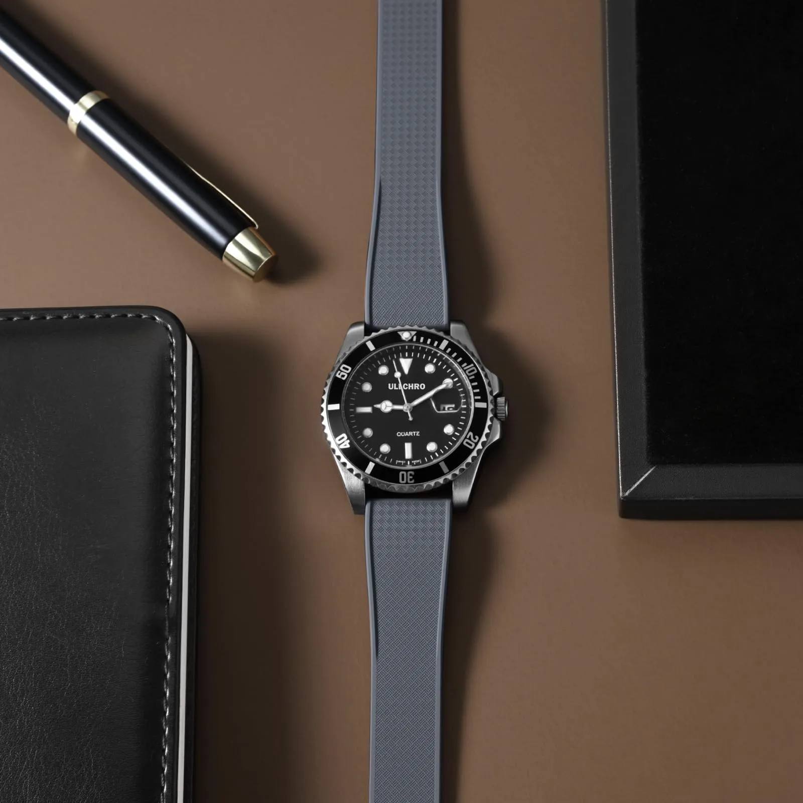 ULLCHRO Cinturino Orologio 20mm 22mm in Gomma Fluorurata FKM a Sgancio Rapido, Cinturini di Ricambio Morbidi e Durevoli, Cinturino Sportivo in Gomma Fluoro per Orologio Uomo (18mm, Grigio) - immagine 7