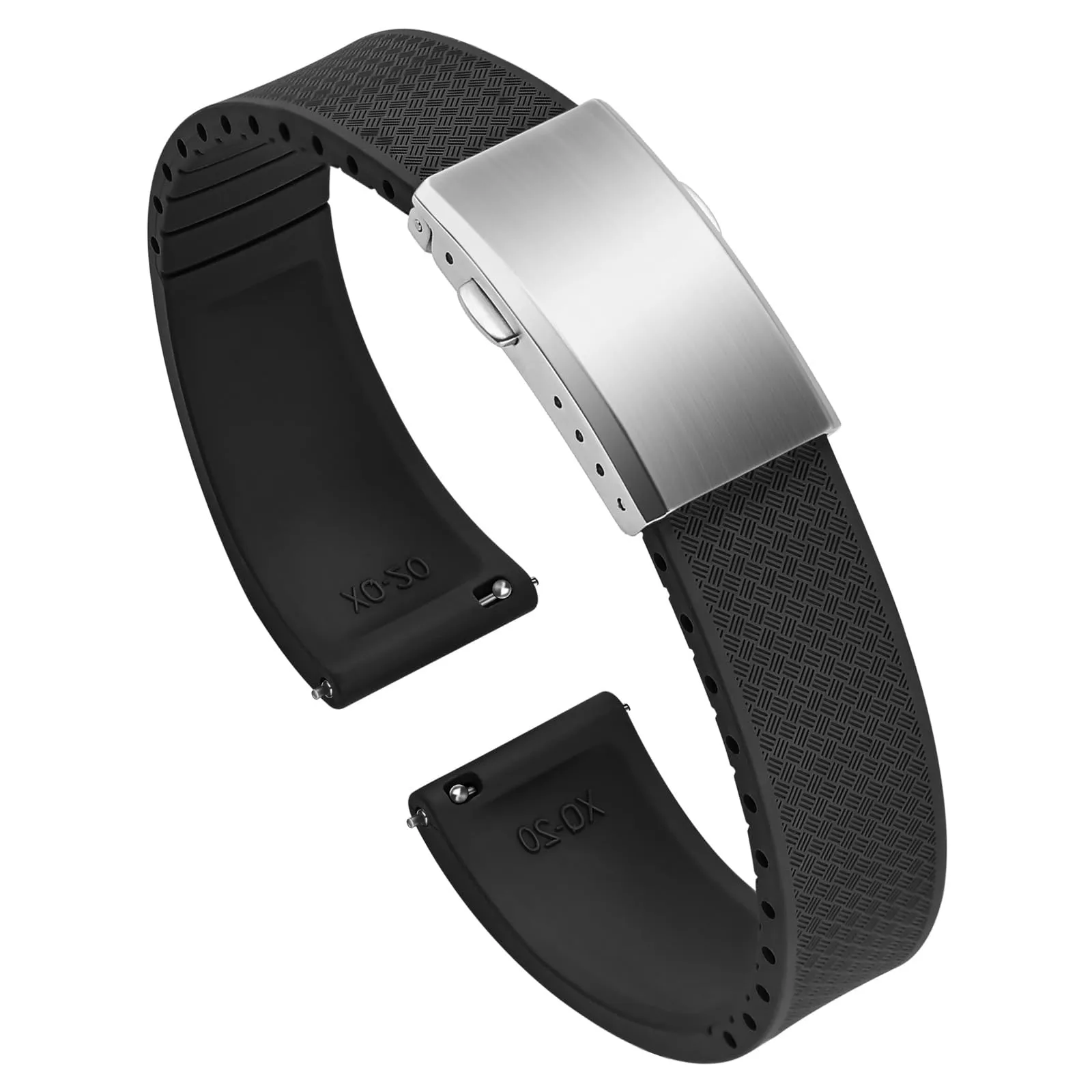 ULLCHRO Cinturino Orologio 20mm 22mm in Gomma Fluorurata FKM a Sgancio Rapido, Cinturini di Ricambio Morbidi e Durevoli, Cinturino Sportivo in Gomma Fluoro per Orologio Uomo (18mm, Nero) - immagine 1