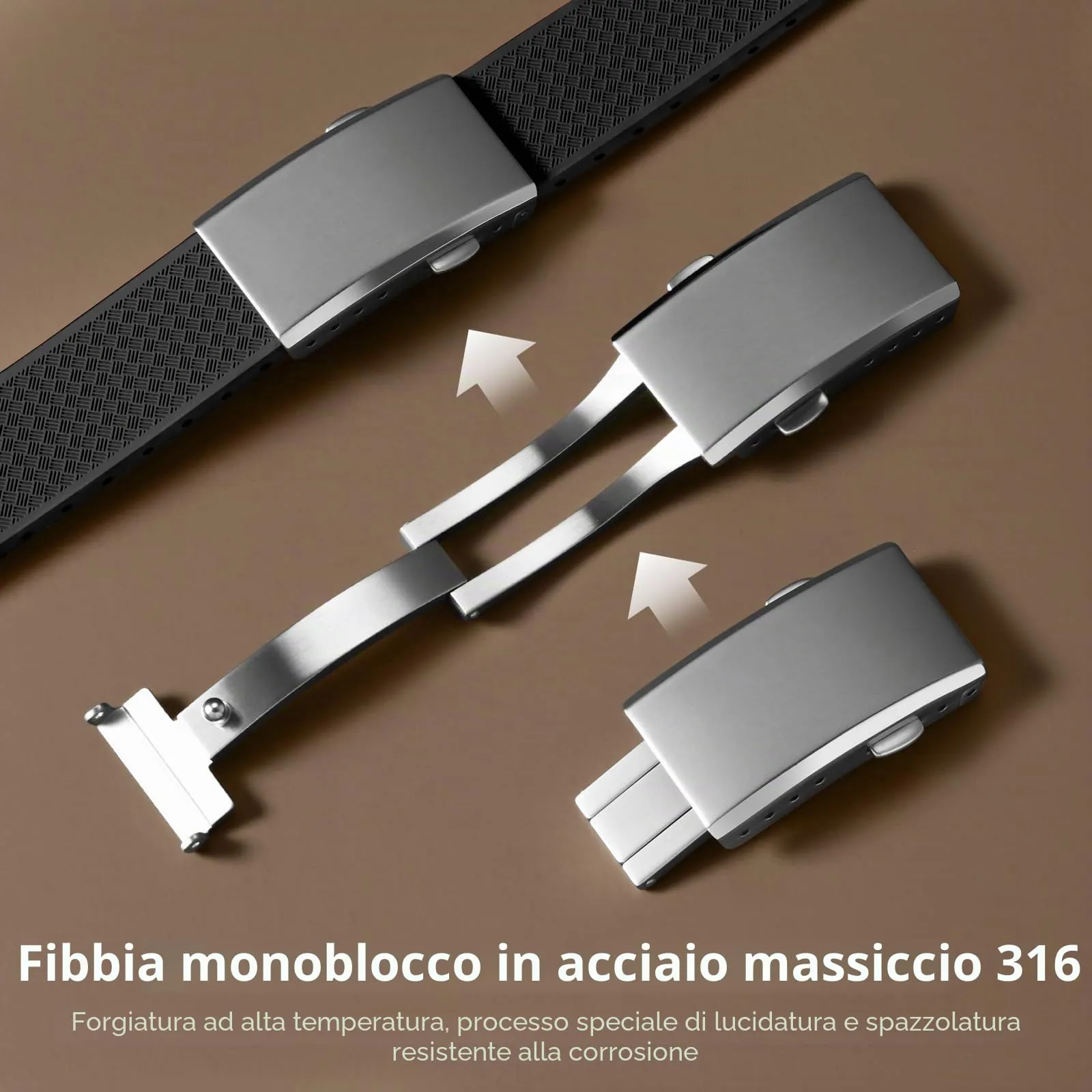 ULLCHRO Cinturino Orologio 20mm 22mm in Gomma Fluorurata FKM a Sgancio Rapido, Cinturini di Ricambio Morbidi e Durevoli, Cinturino Sportivo in Gomma Fluoro per Orologio Uomo (18mm, Nero) - immagine 5