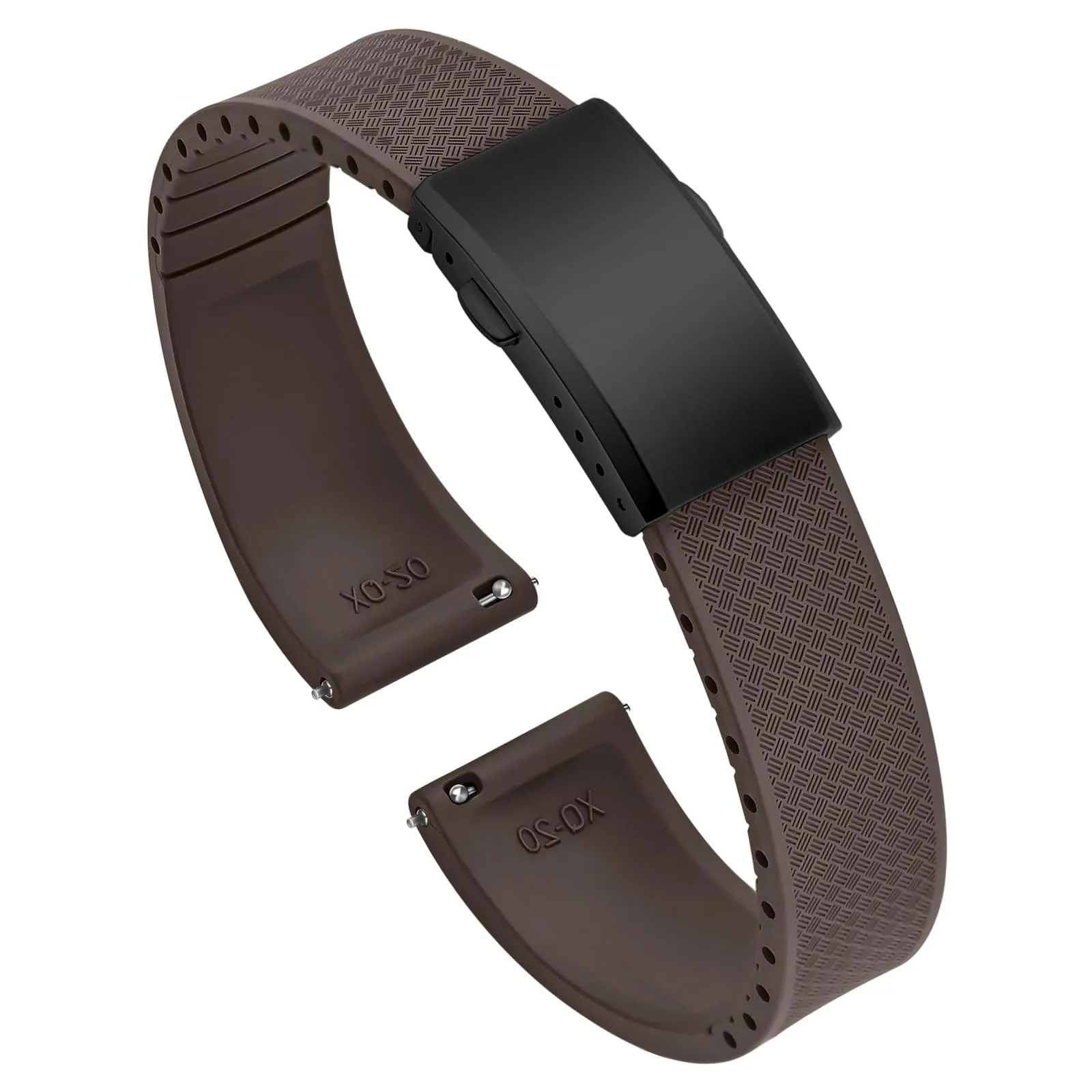 ULLCHRO Cinturino Orologio 20mm 22mm in Gomma Fluorurata FKM a Sgancio Rapido, Cinturini di Ricambio Morbidi e Durevoli, Cinturino Sportivo in Gomma Fluoro per Orologio Uomo (20mm, Marrone) - immagine 1