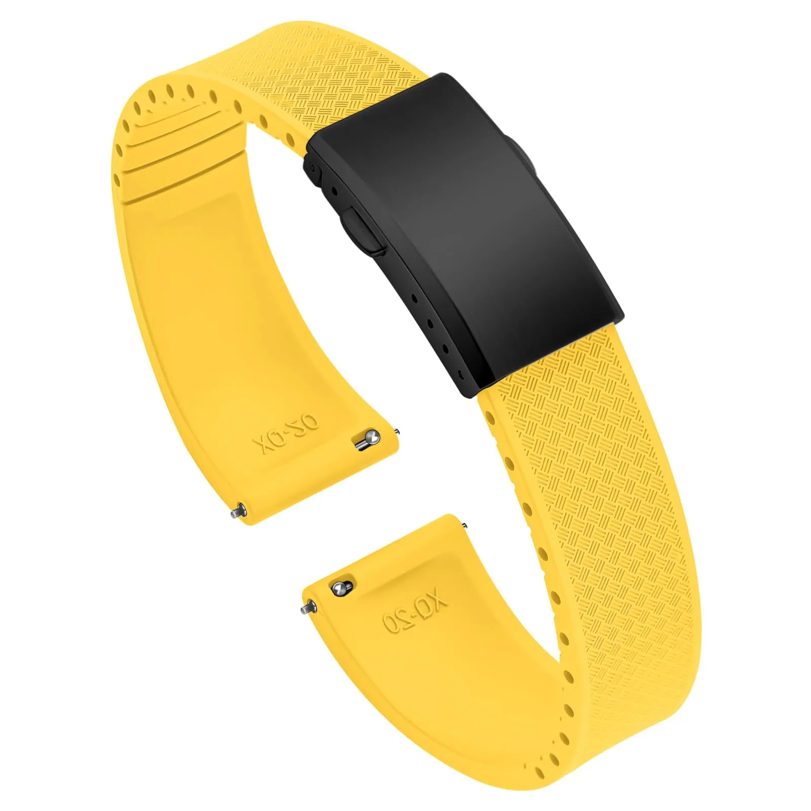 ULLCHRO Cinturino Orologio 20mm 22mm in Gomma Fluorurata FKM a Sgancio Rapido, Cinturini di Ricambio Morbidi e Durevoli, Cinturino Sportivo in Gomma Fluoro per Orologio Uomo (20mm, Giallo) - immagine 1