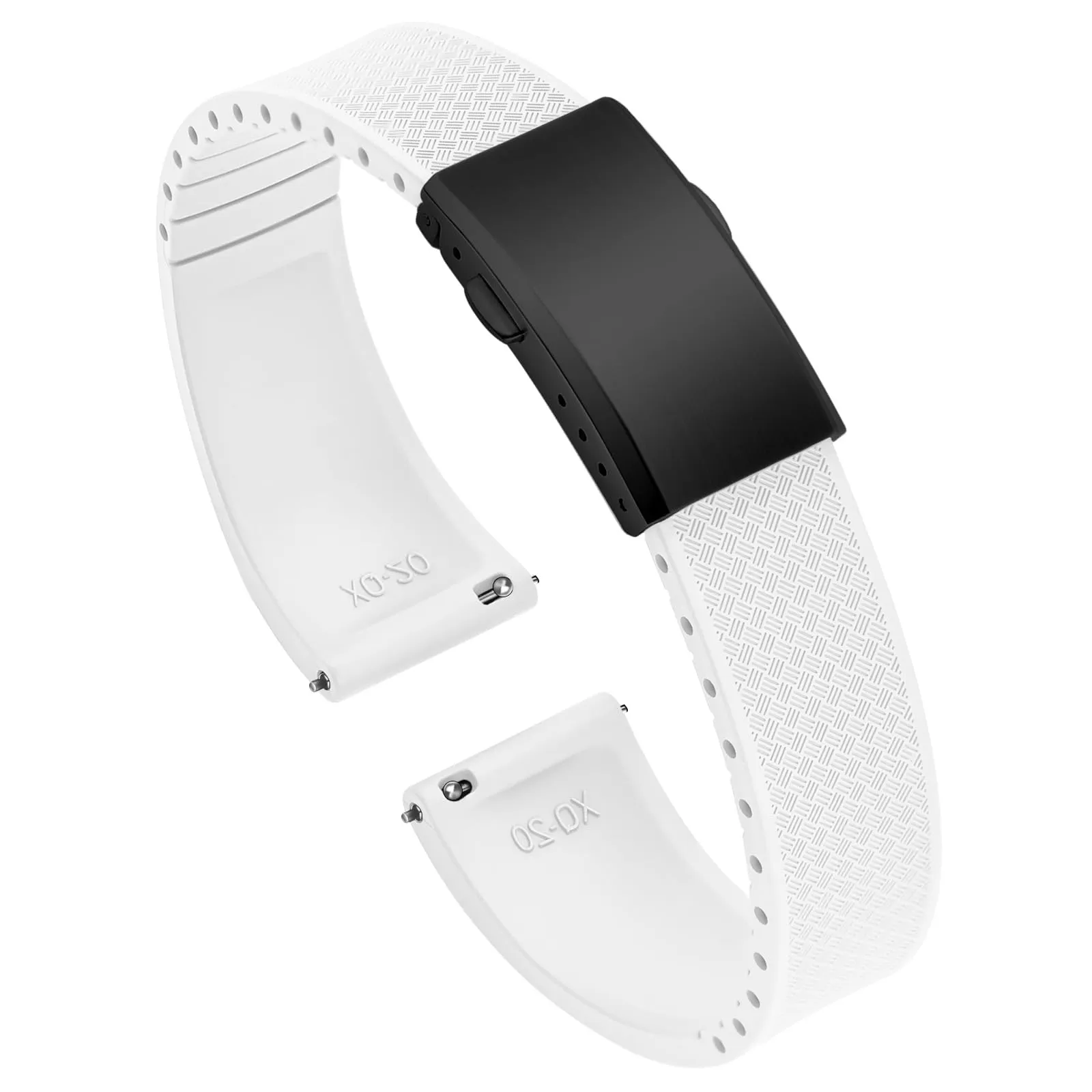 ULLCHRO Cinturino Orologio 20mm 22mm in Gomma Fluorurata FKM a Sgancio Rapido, Cinturini di Ricambio Morbidi e Durevoli, Cinturino Sportivo in Gomma Fluoro per Orologio Uomo (20mm, Bianco) - immagine 1